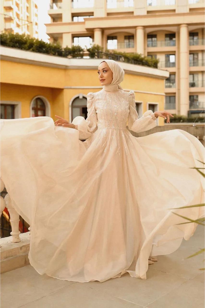 My Dreams Adelina Payet İşlemeli Tesettür Abiye Elbise - Eser Giyim