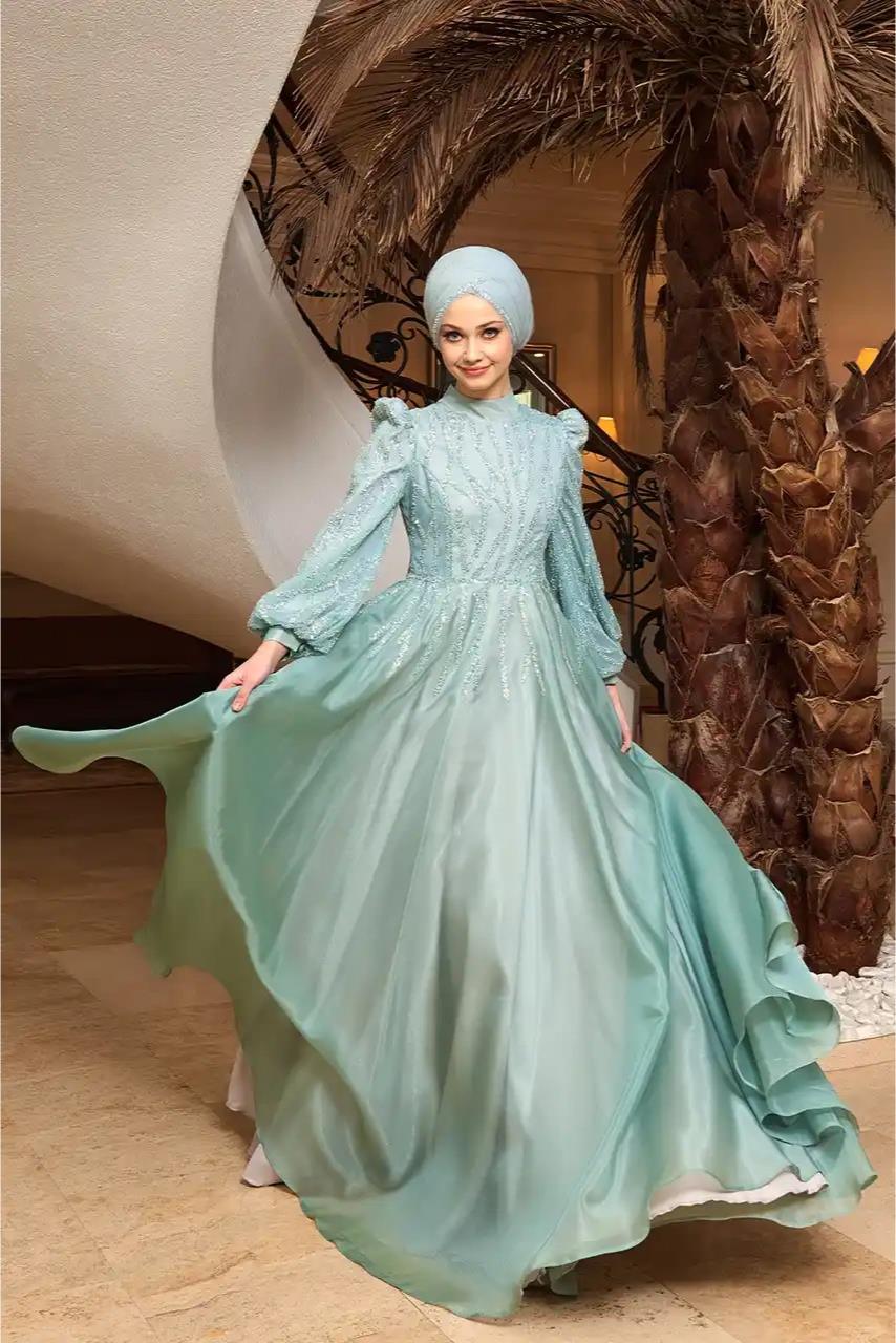 My Dreams Adelina Payet İşlemeli Tesettür Abiye Elbise - Eser Giyim