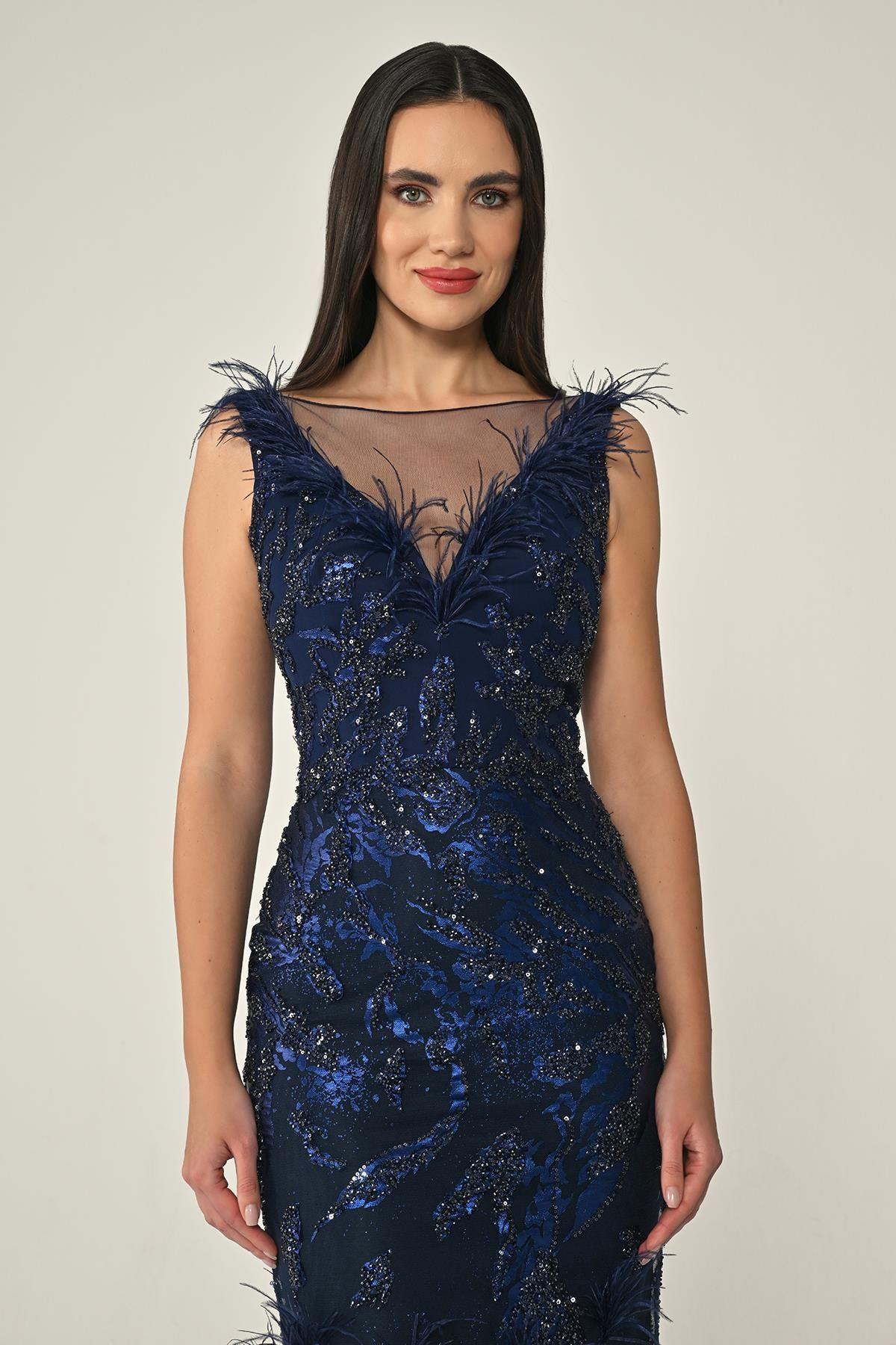 V Neck Sleeveless Pleated Sequin Midi Plus Size Evening Dress