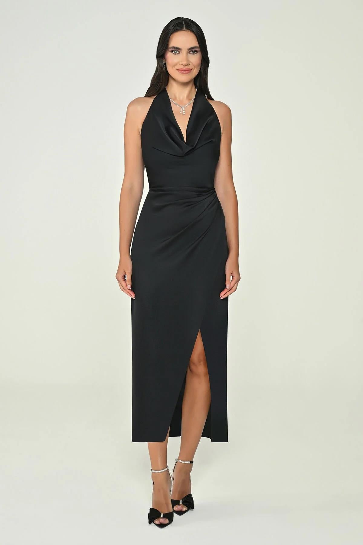 front slit halter satin midi dress Amazon.com: Satin Halter Backless Silt Midi Dress for Women 2024 Elegant  Formal High Neck Cowl Back Silk Wedding Guest Sexy Dresses Black :  Clothing, Shoes & Jewelry