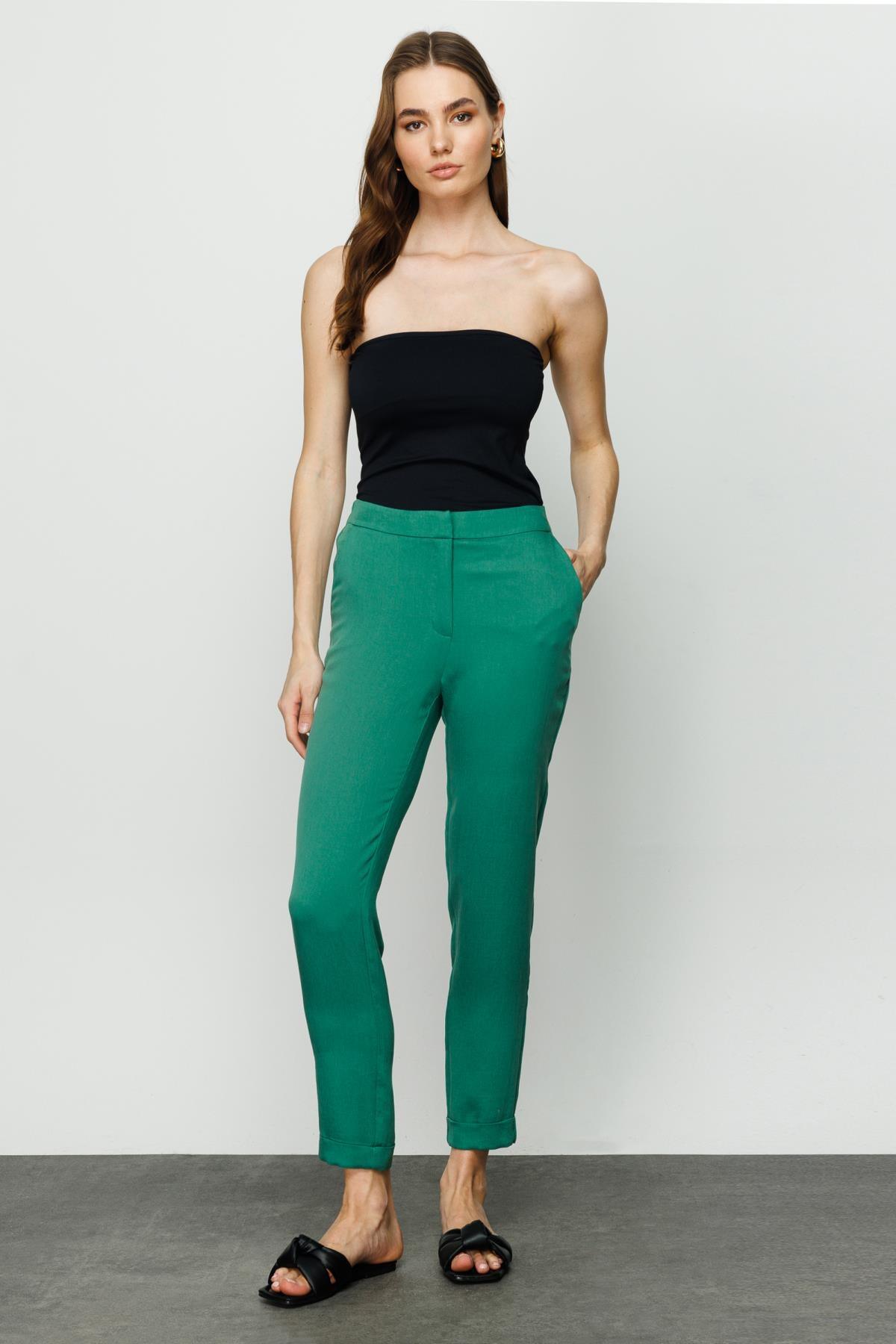 Arka Beli Lastikli Duble Paça Kadın Pantolon - Eser Giyim