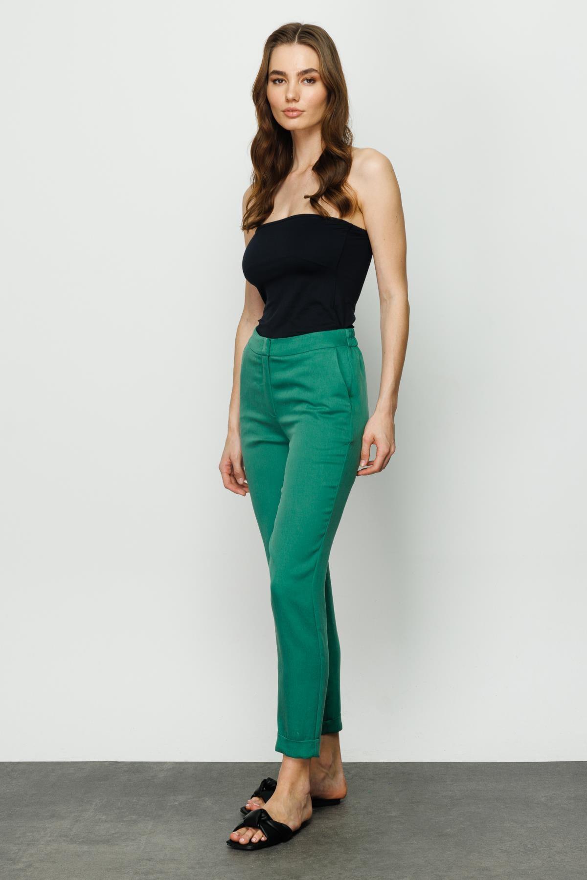 Arka Beli Lastikli Duble Paça Kadın Pantolon - Eser Giyim