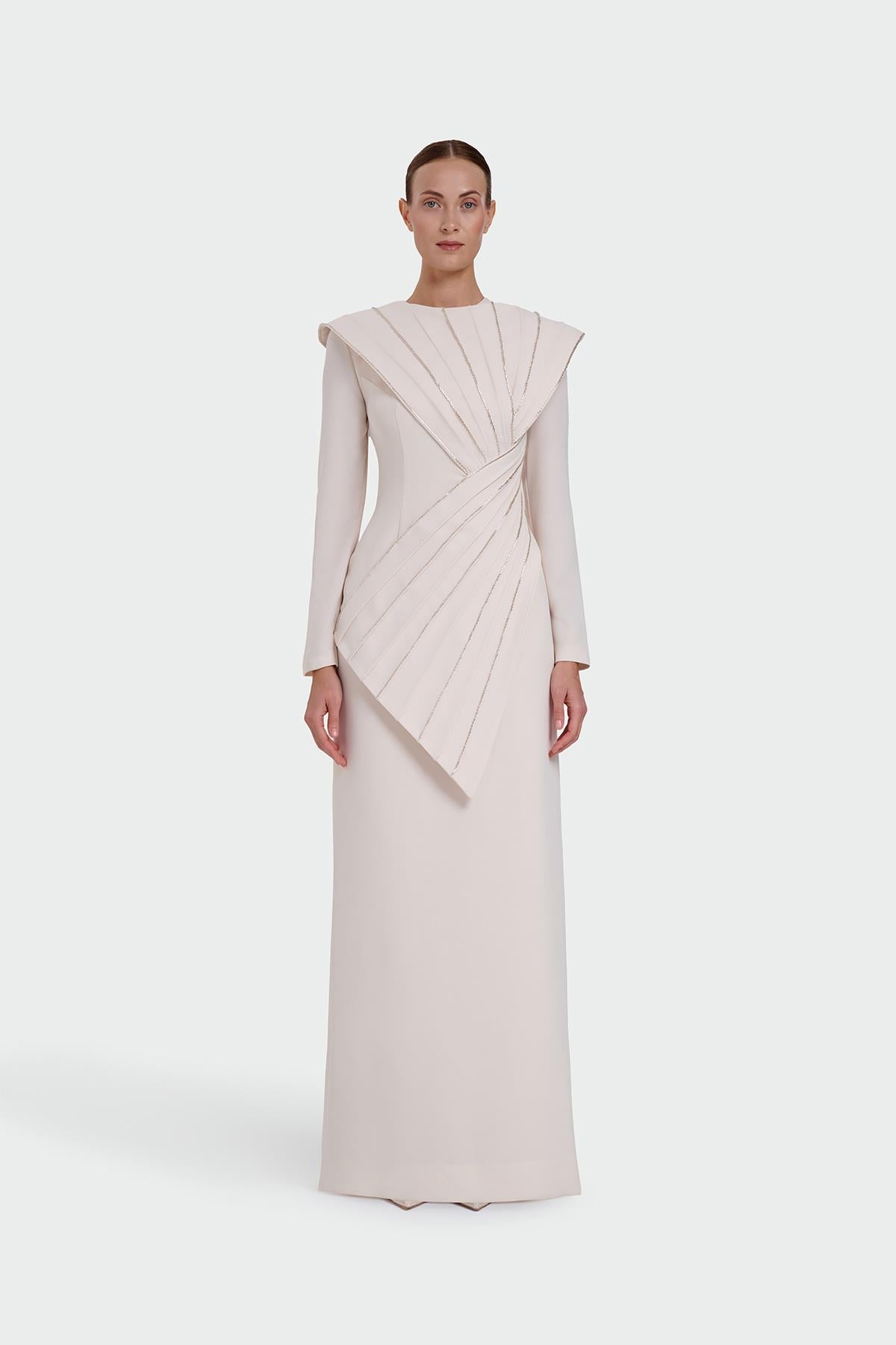 Asymmetrical Strap Detail Evening Dress