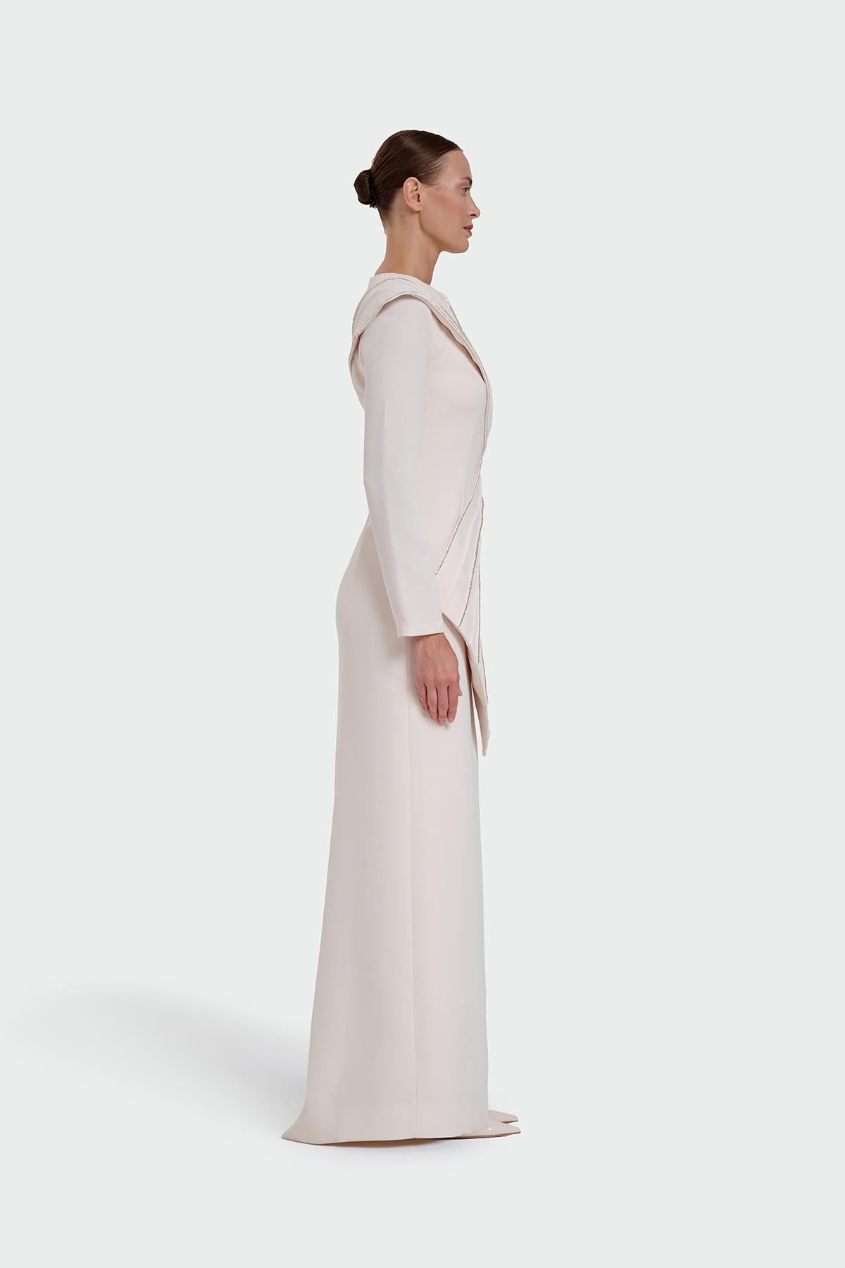 Asymmetrical Strap Detail Evening Dress
