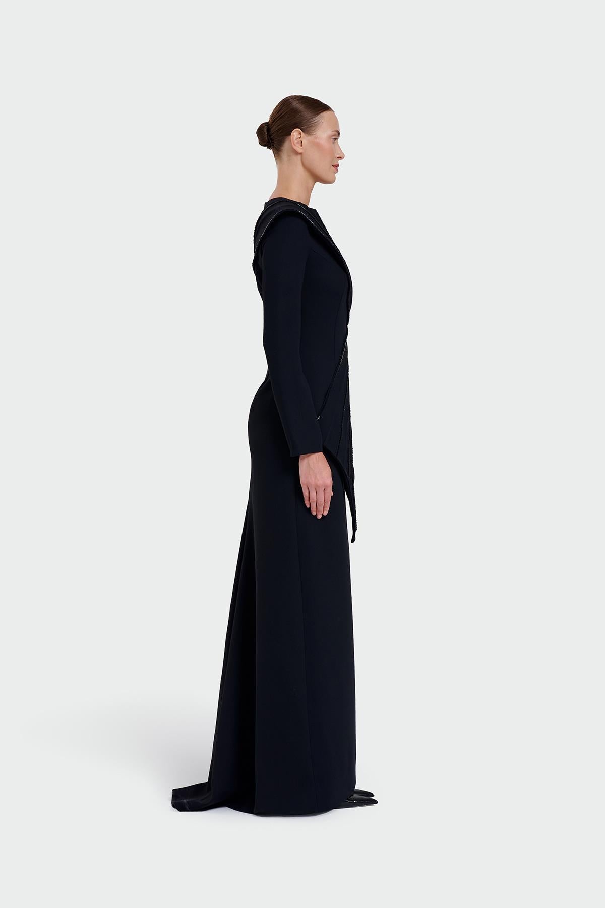 Asymmetrical Strap Detail Evening Dress