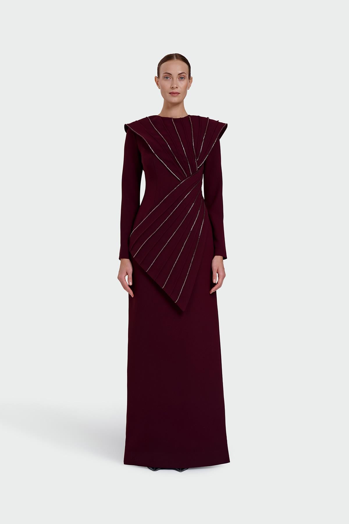 Asymmetrical Strap Detail Evening Dress