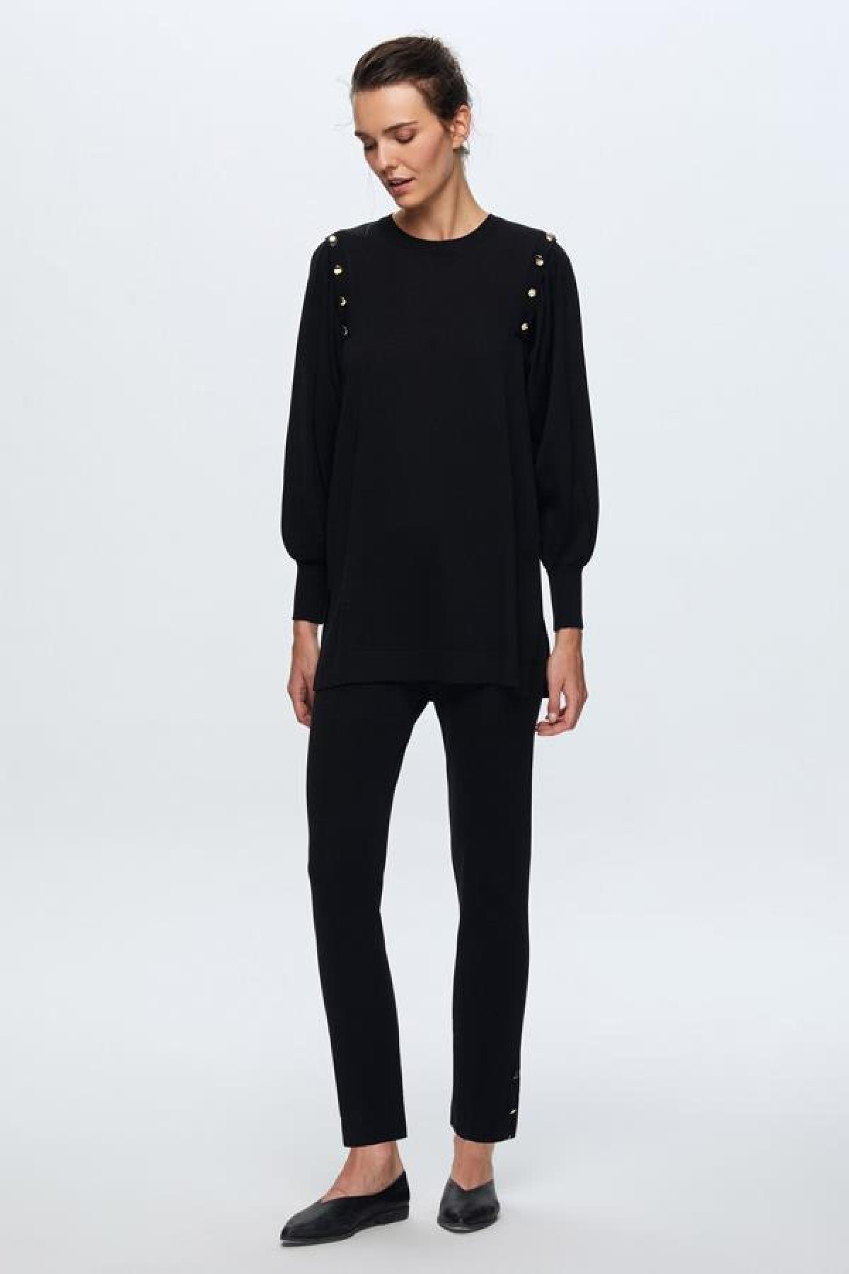 Balon Kollu Düğme Detaylı Tunik - Eser Giyim