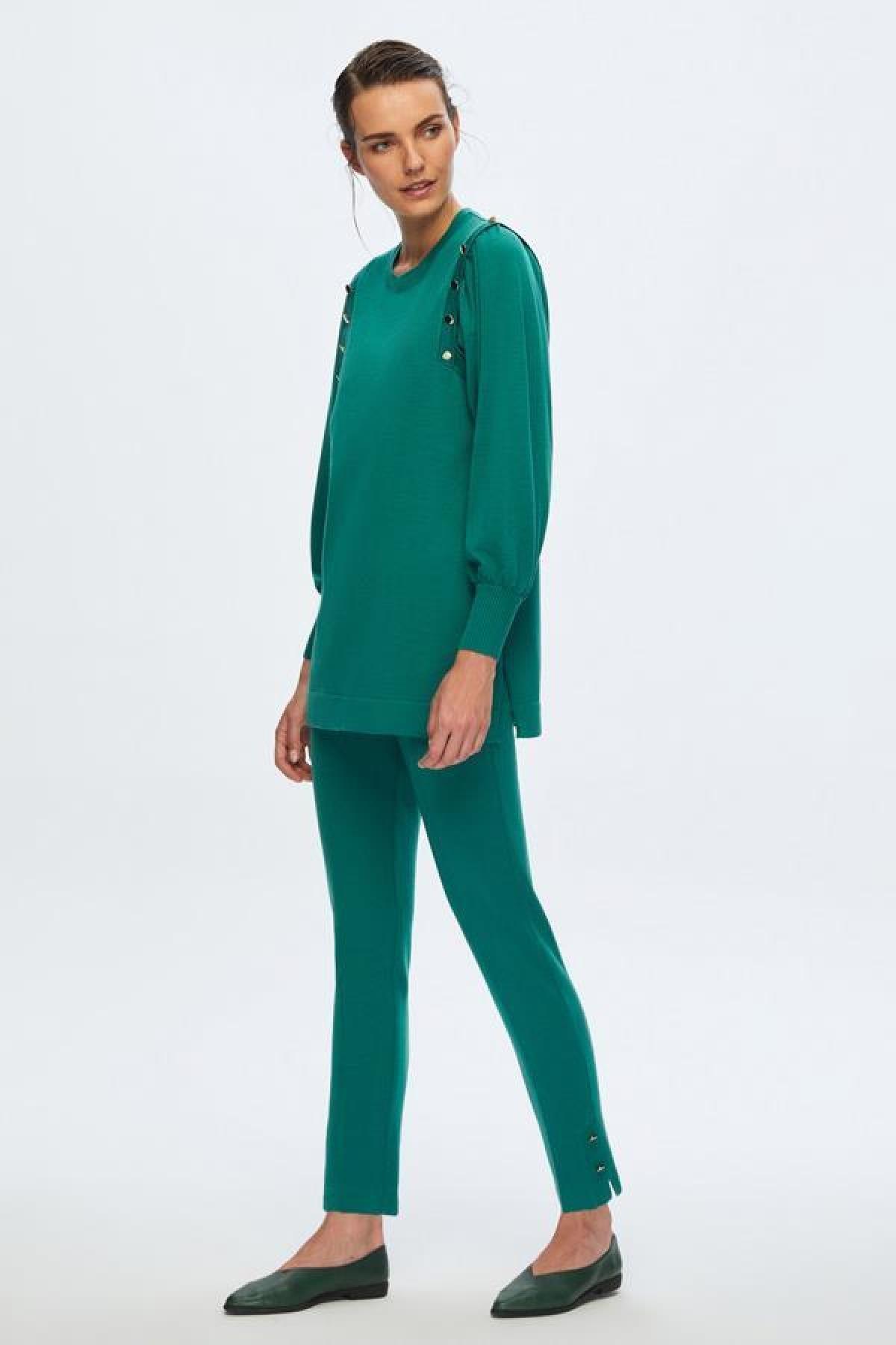 Balon Kollu Düğme Detaylı Tunik - Eser Giyim