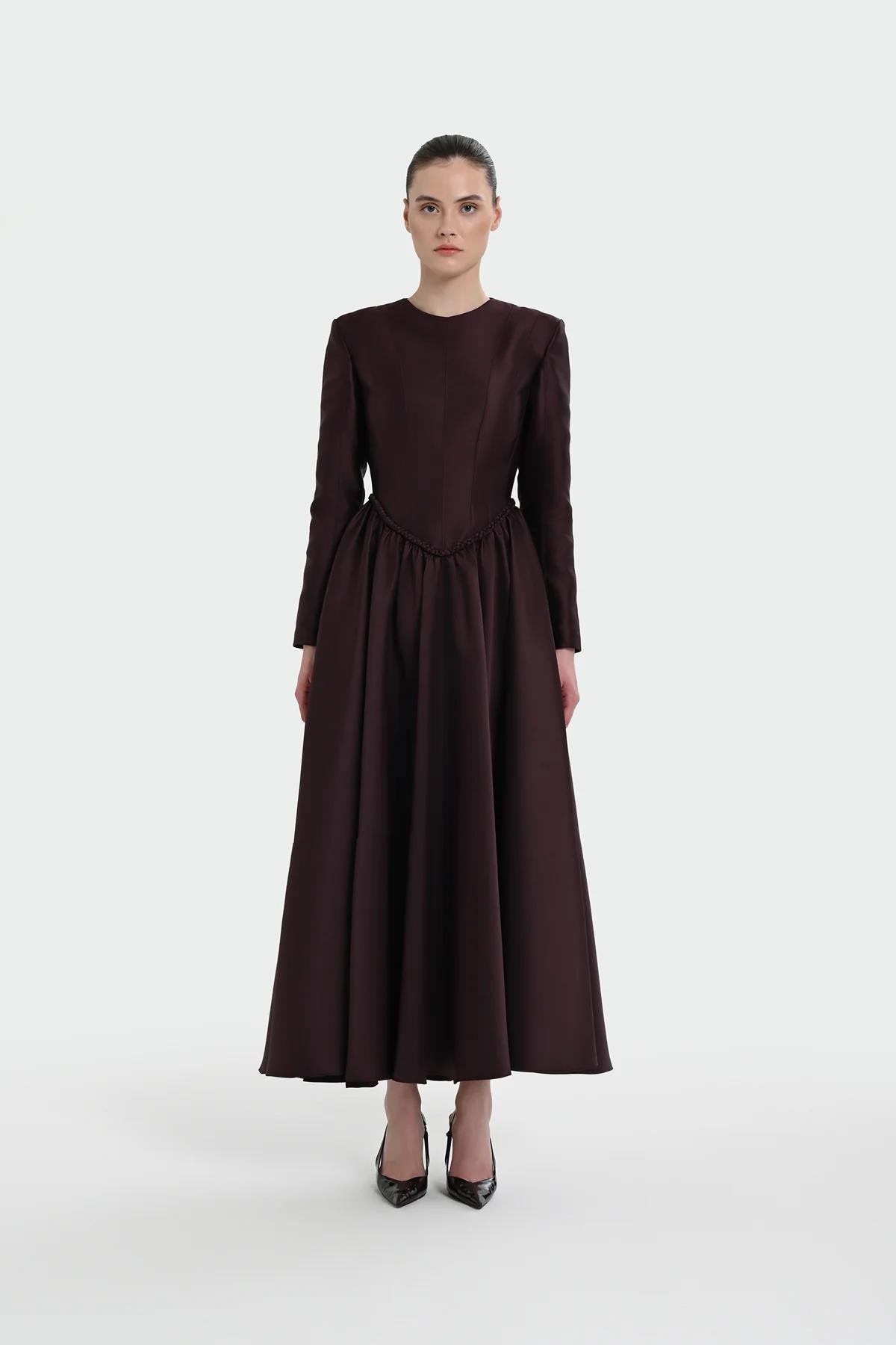 A-Line Evening Dress with Waist Details