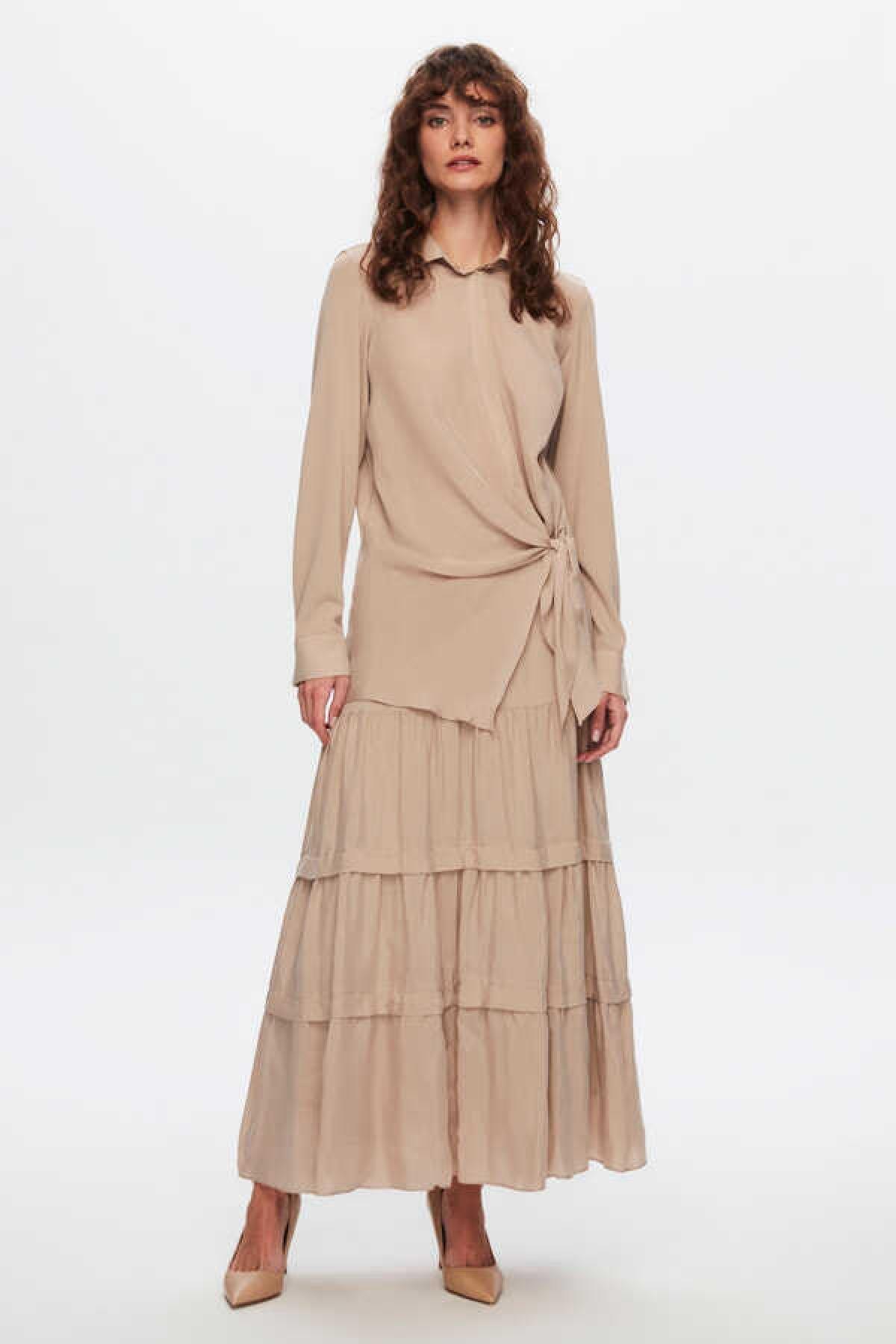 Beli Bağlama Detaylı Cupra Tunik - Eser Giyim