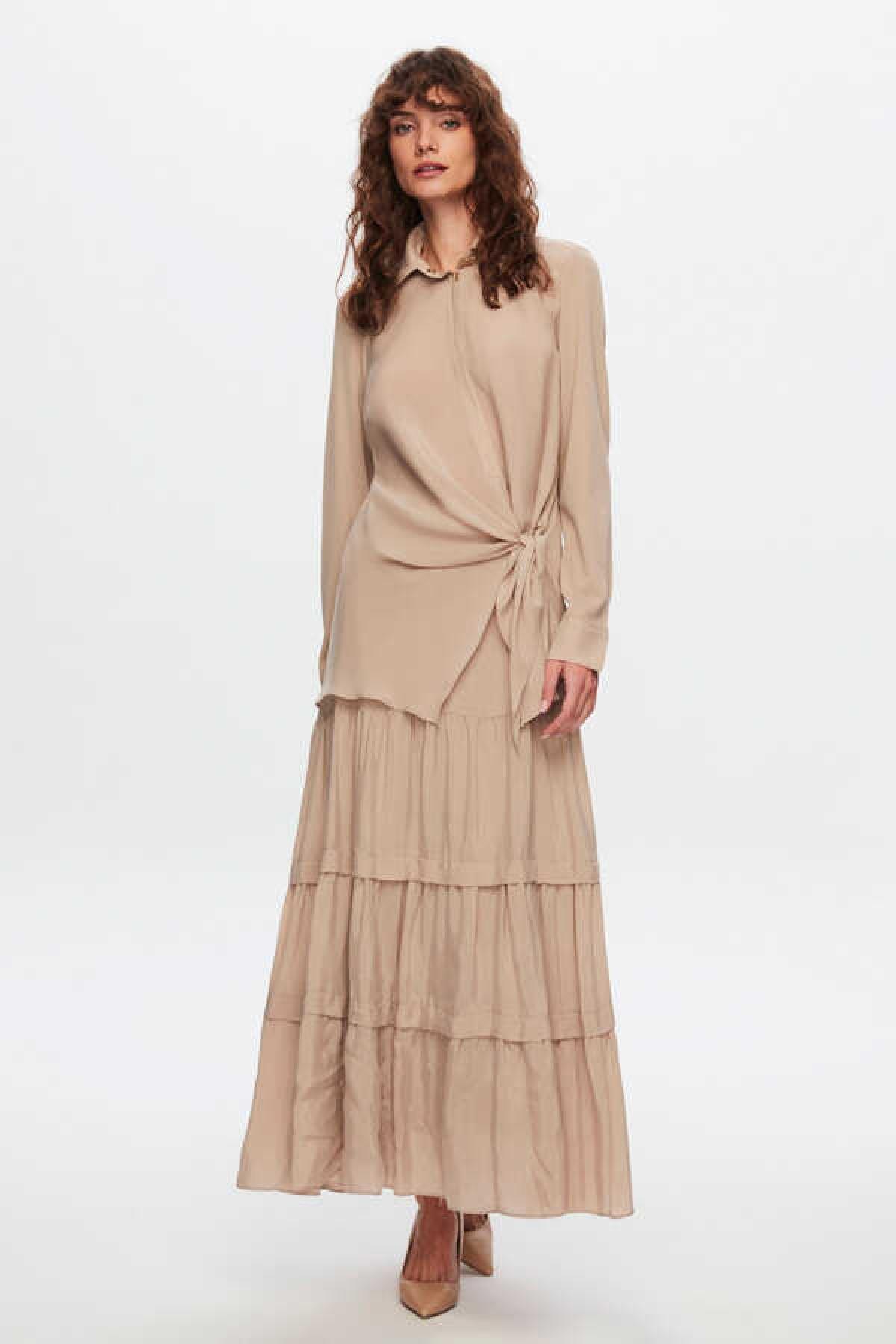 Beli Bağlama Detaylı Cupra Tunik - Eser Giyim