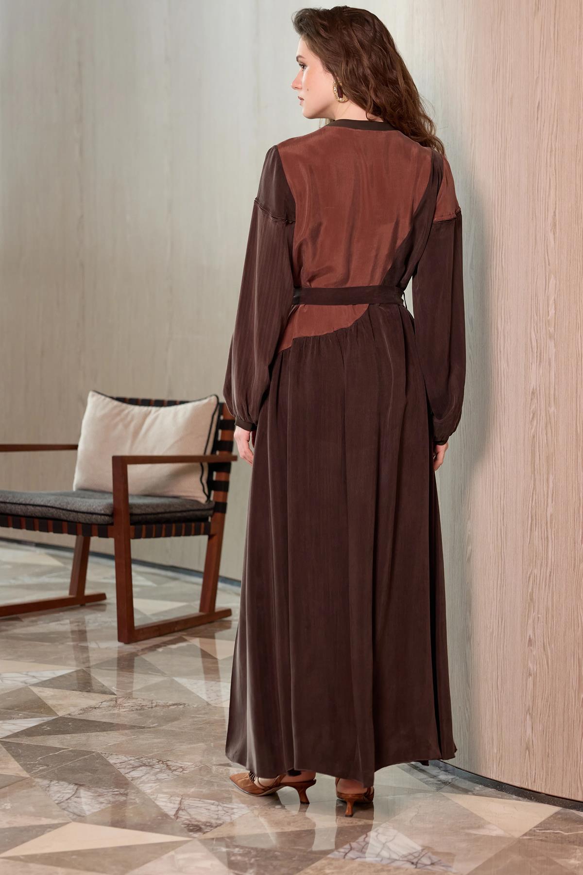 Cupro Patchwork Dress with Belt