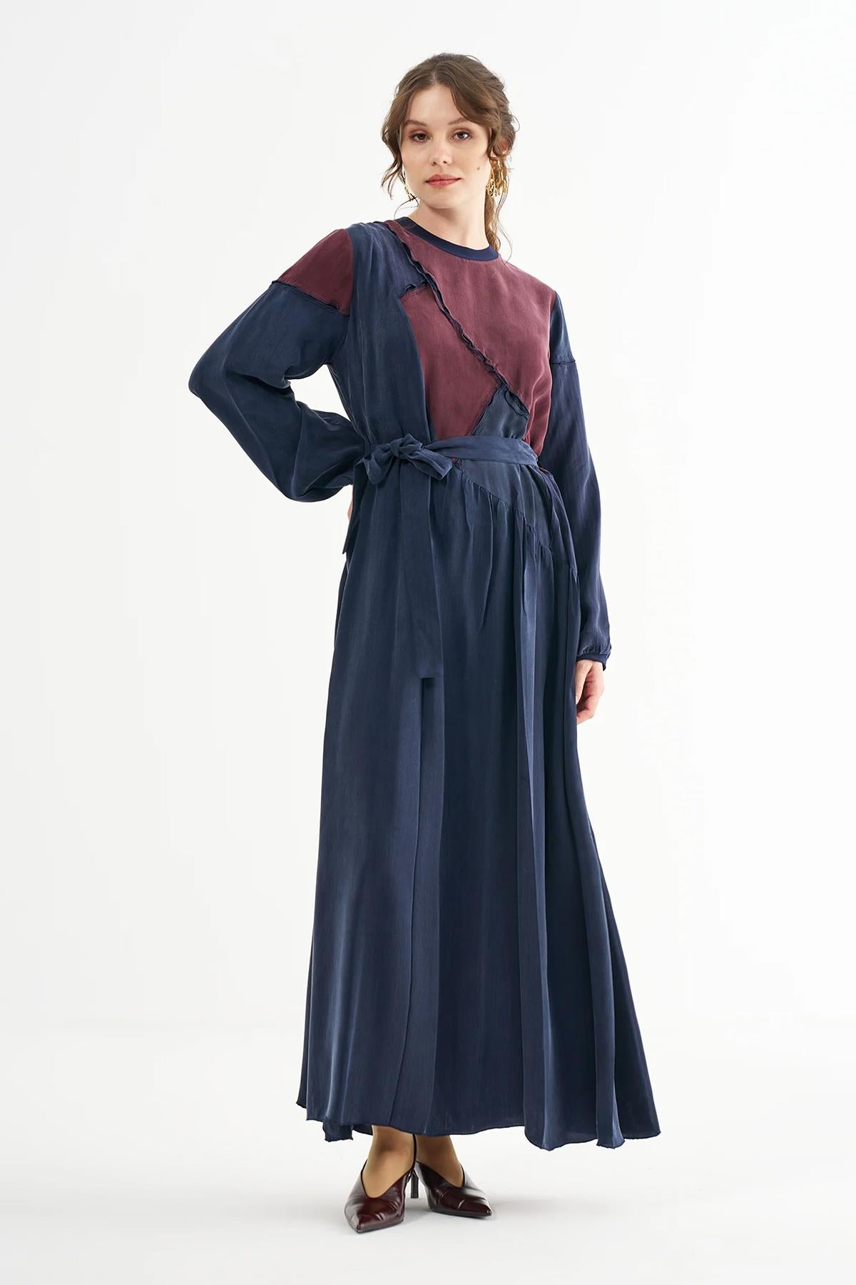 Cupro Patchwork Dress with Belt