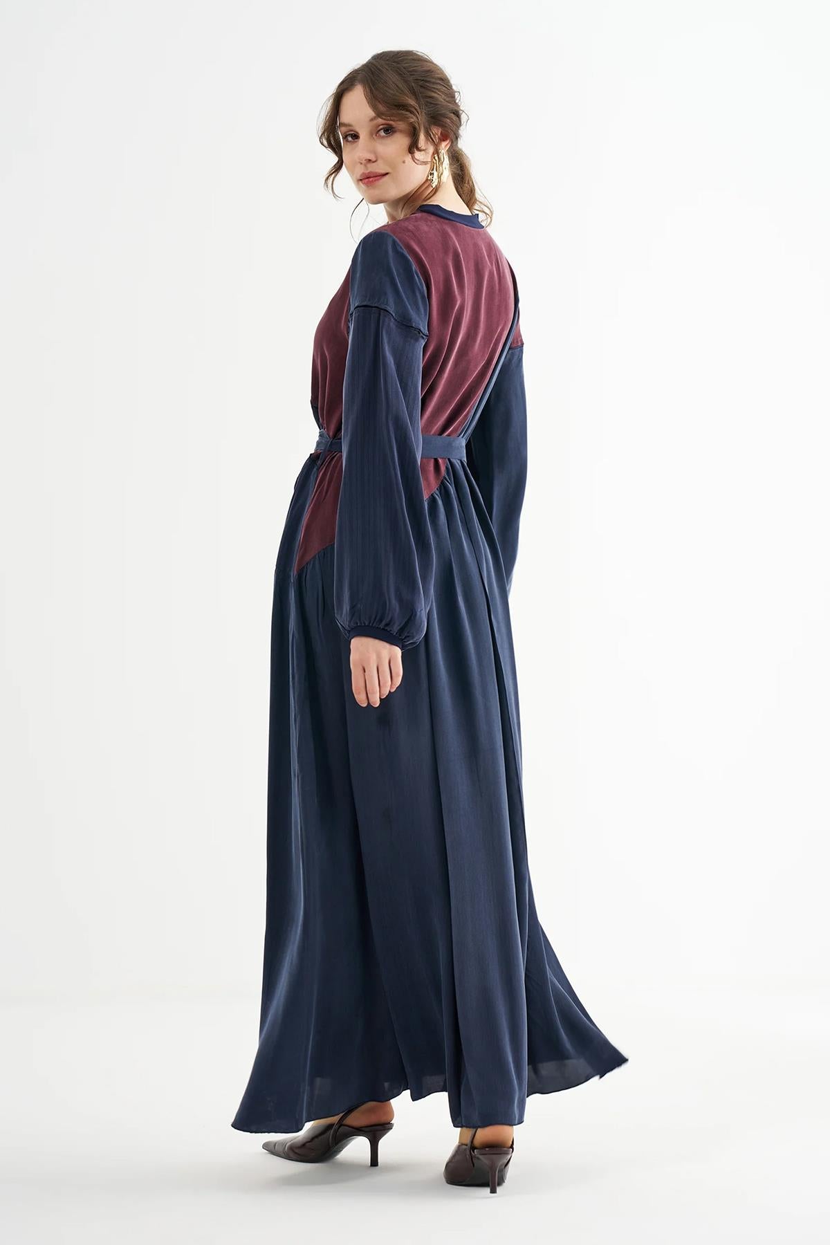 Cupro Patchwork Dress with Belt
