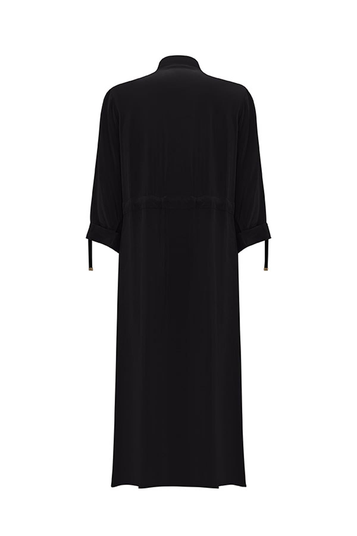 Waist Drawstring Pocket Cupro Coat