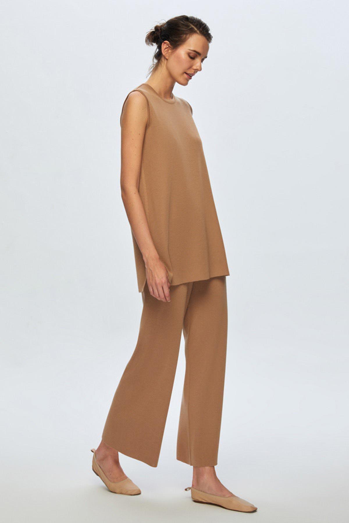 Miss Dalida Beli Lastikli Bol Paça Triko Pantolon - Eser Giyim