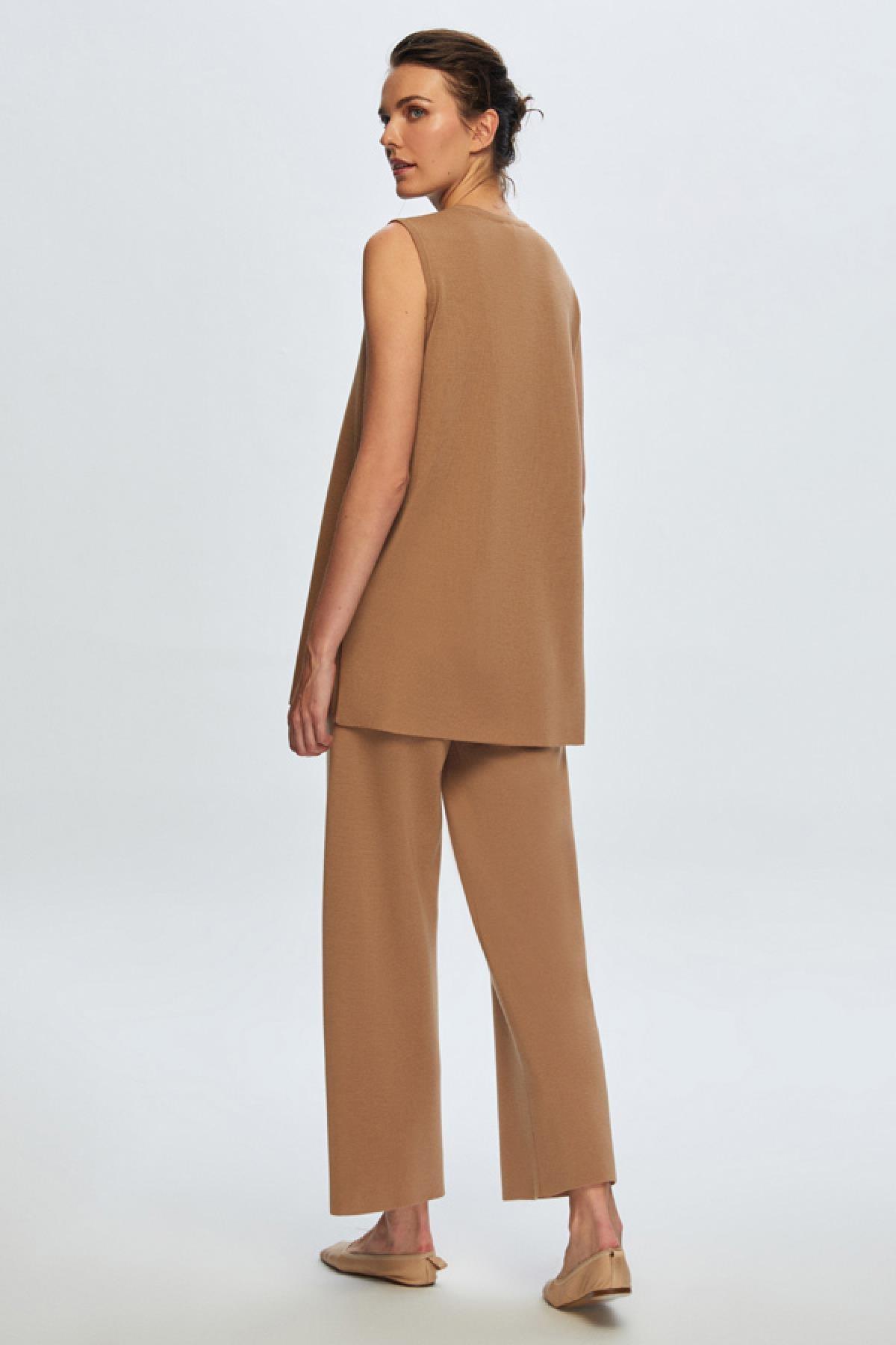 Miss Dalida Beli Lastikli Bol Paça Triko Pantolon - Eser Giyim