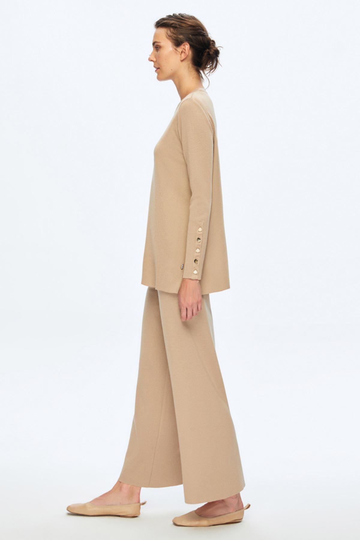 Miss Dalida Beli Lastikli Bol Paça Triko Pantolon - Eser Giyim