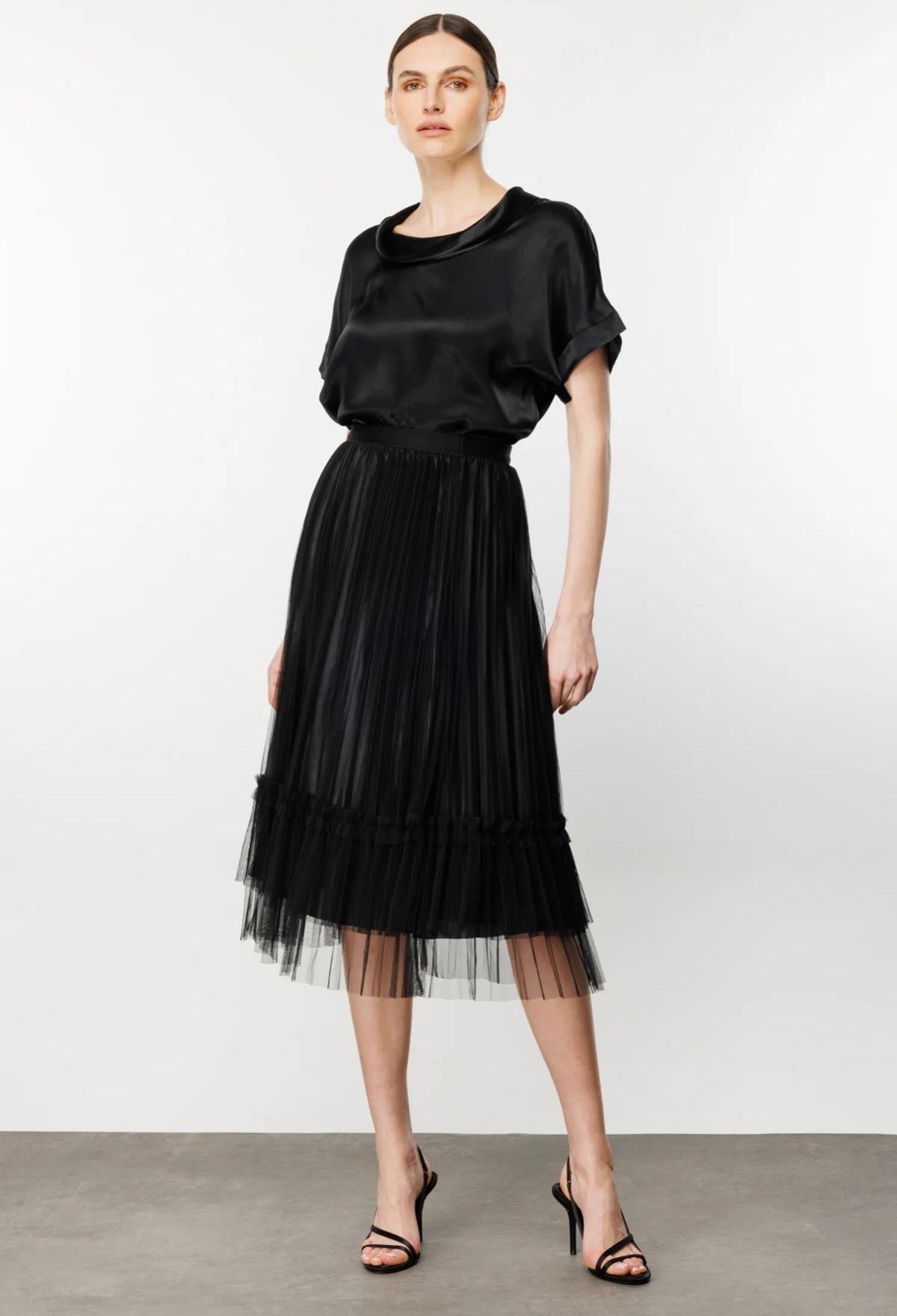 Beli Lastikli Uzun Tül Etek - Eser Giyim