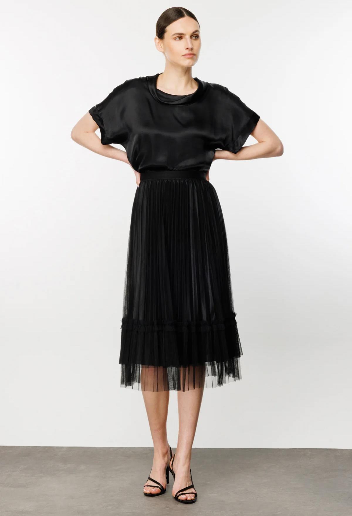 Beli Lastikli Uzun Tül Etek - Eser Giyim