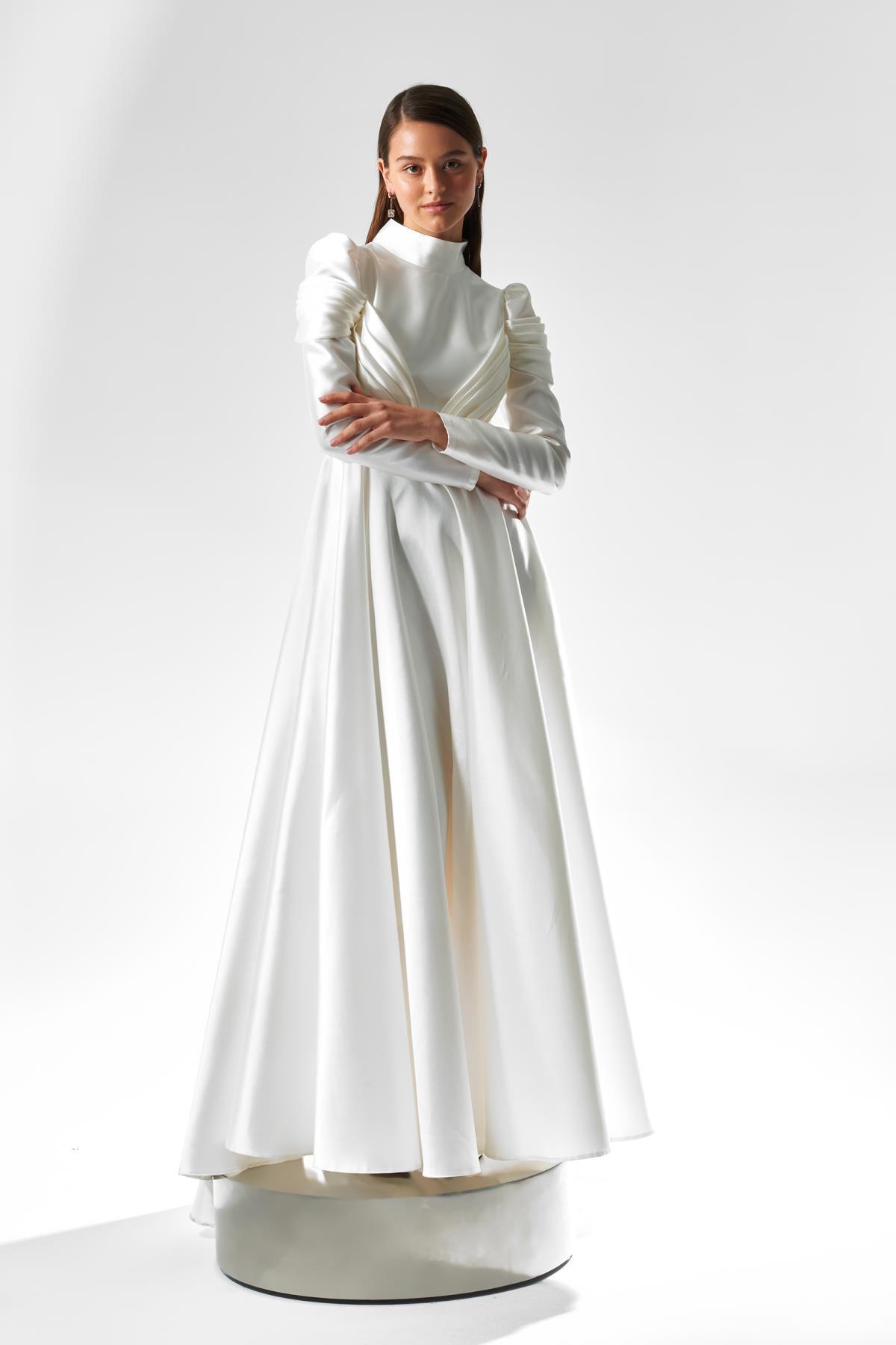 Beli Taş Detaylı Uzun Elbise - Eser Giyim