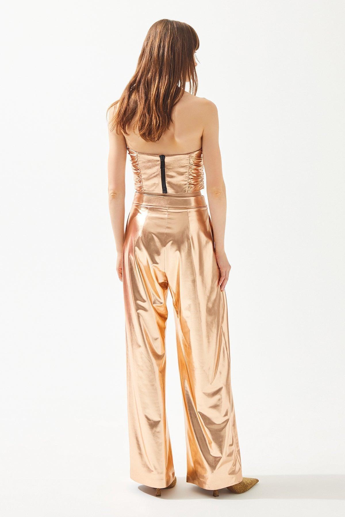 Bol Paça Parlak Pantolon - Eser Giyim