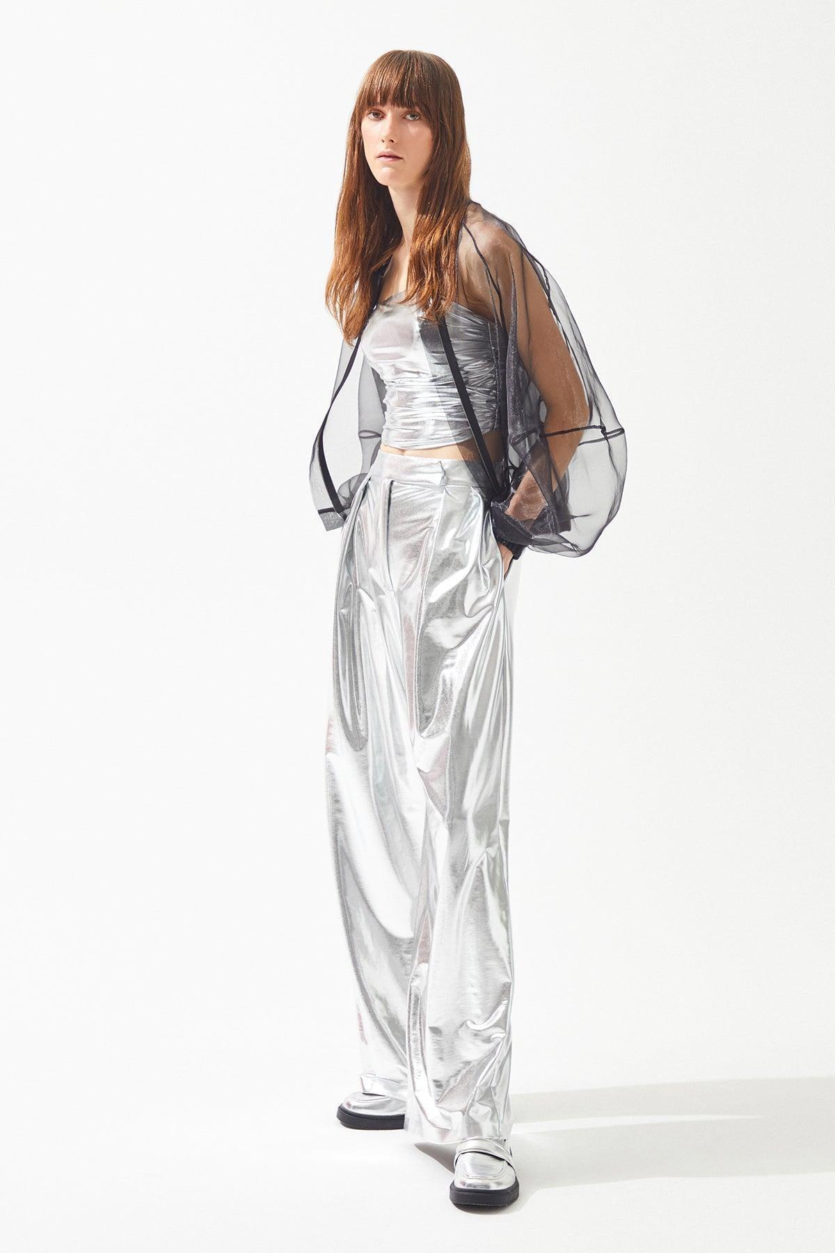 Bol Paça Parlak Pantolon - Eser Giyim