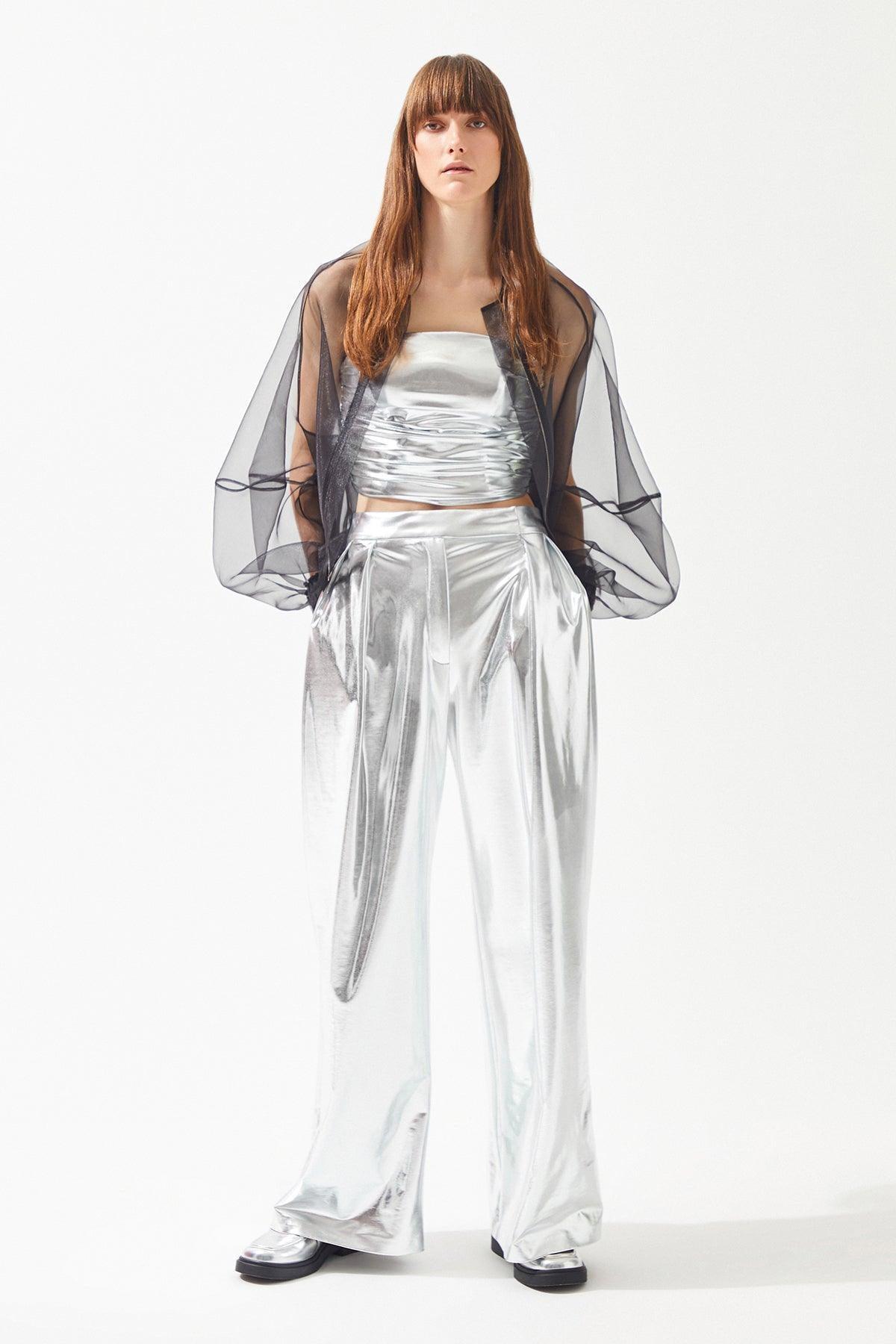 Bol Paça Parlak Pantolon - Eser Giyim