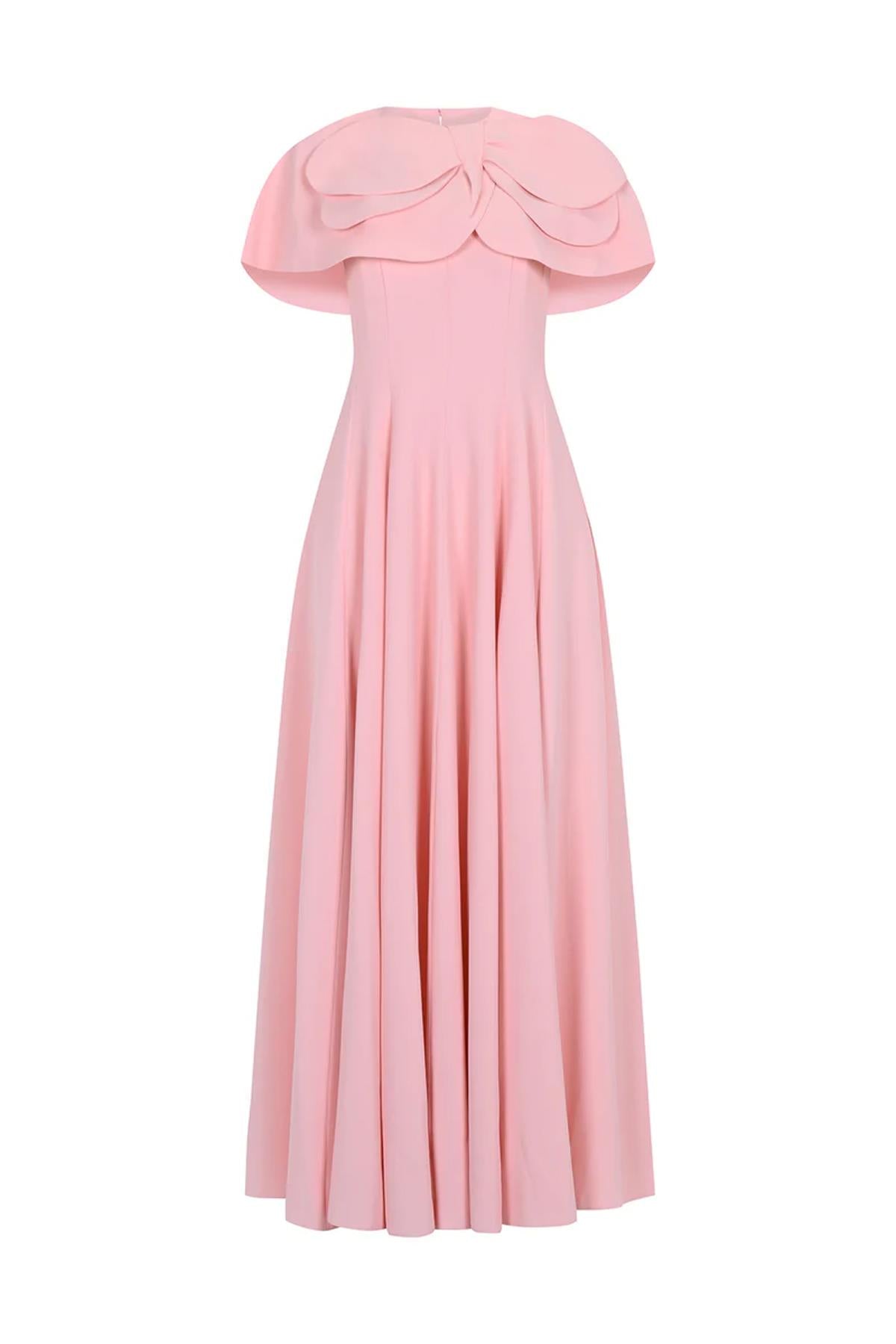 Bolero Detailed Strapless Flared Skirt Evening Dress