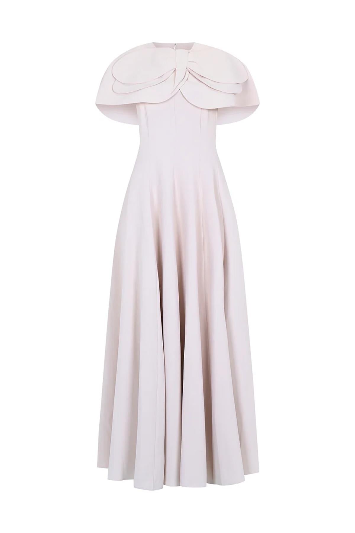 Bolero Detailed Strapless Flared Skirt Evening Dress