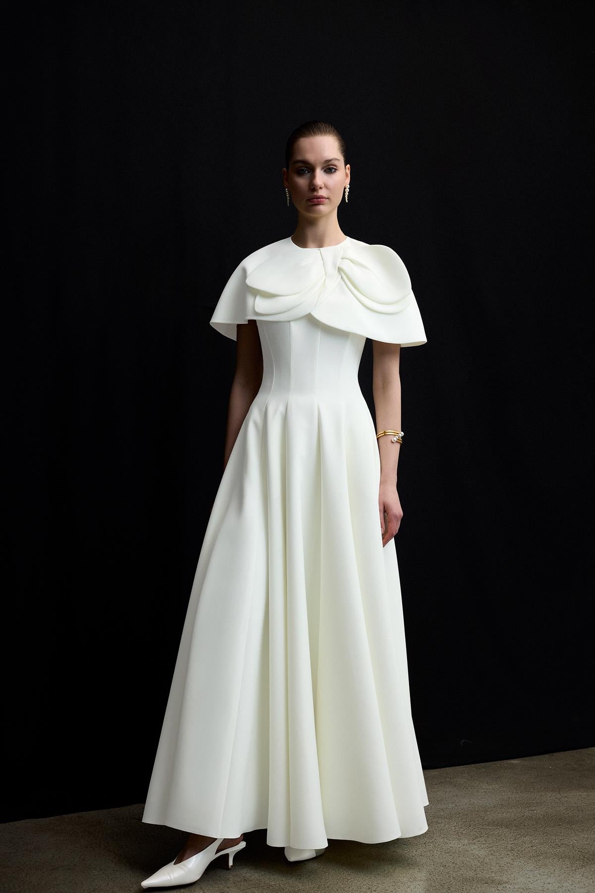 Bolero Detaylı Straplez Kloş Etek Abiye Elbise