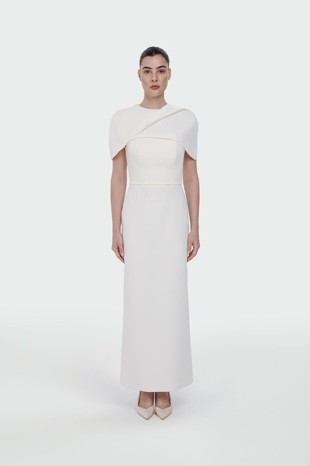 Long Evening Dress with Bolero Detail