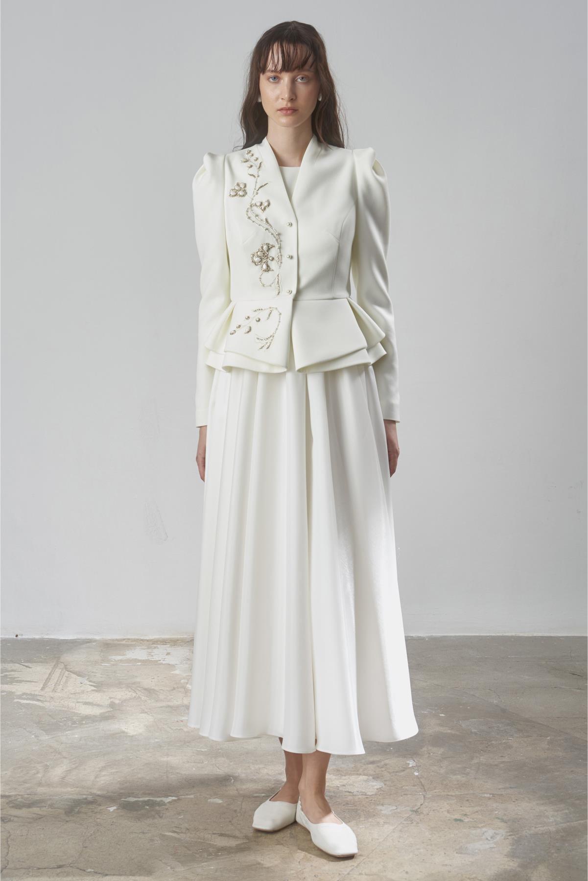 Ceket İnci Düğme Taş İşli Elbiseli Takım - Eser Giyim