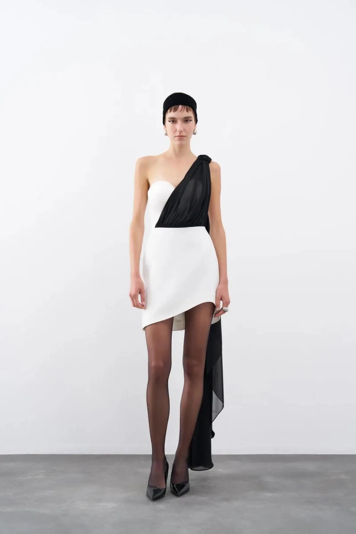 Shawl Heart Neck Mini Evening Dress