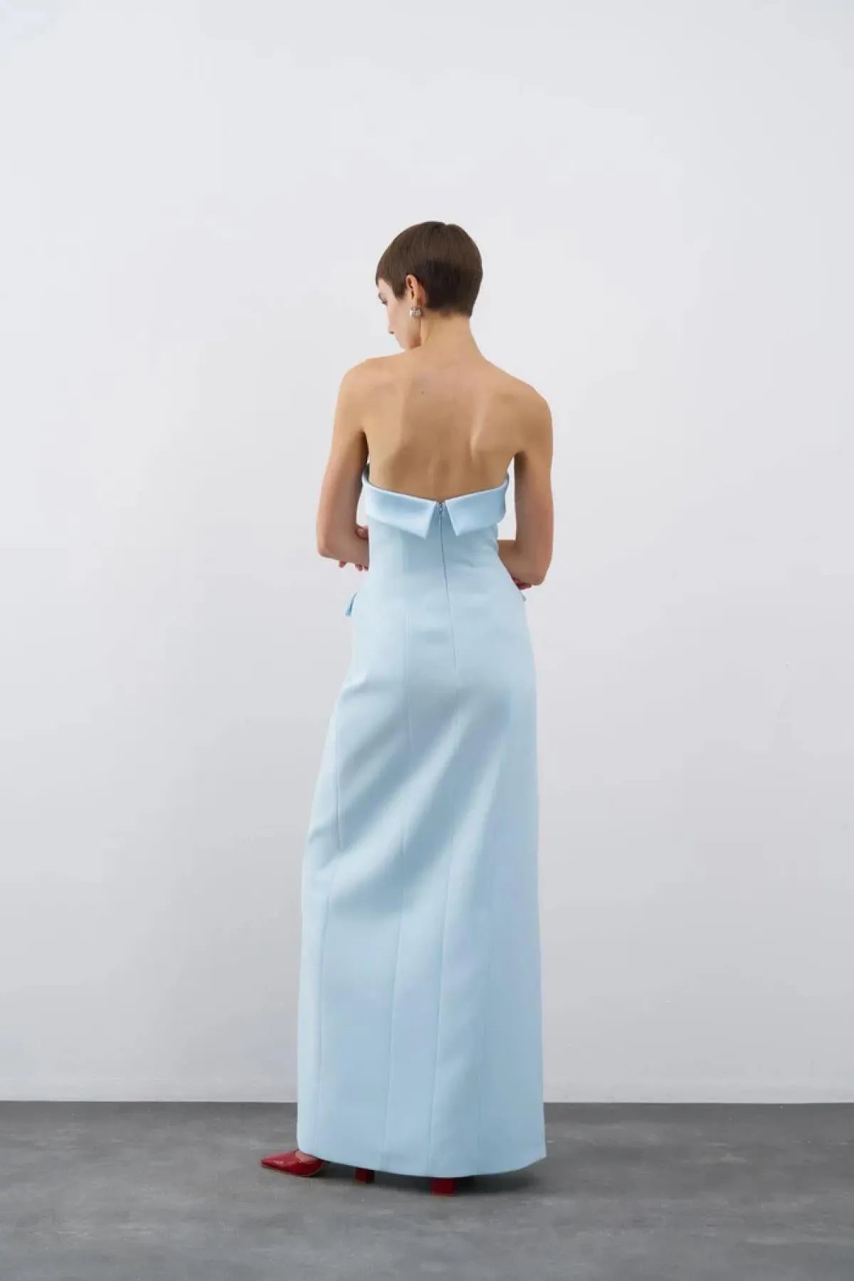 Strapless Pocket Covered Long Evening Dress