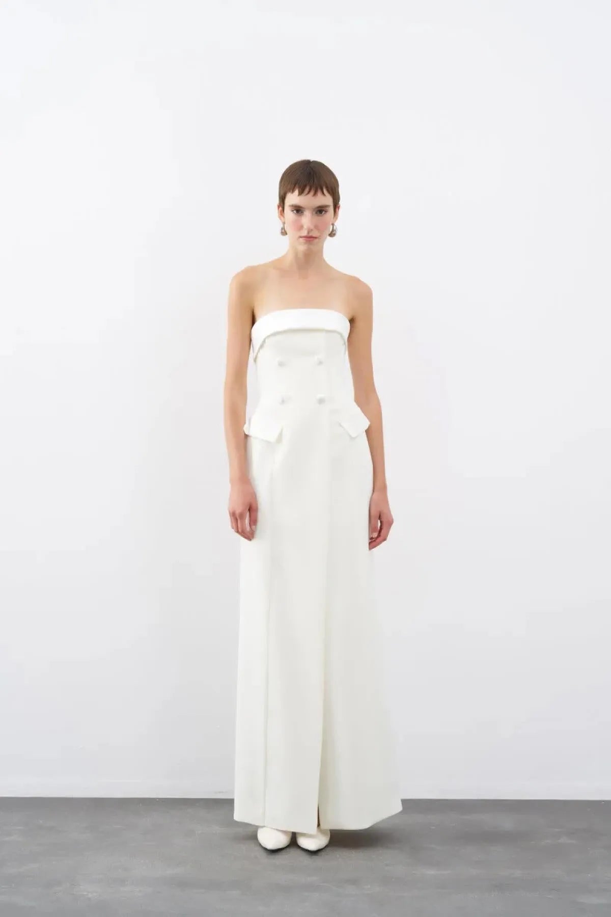 Strapless Pocket Covered Long Evening Dress