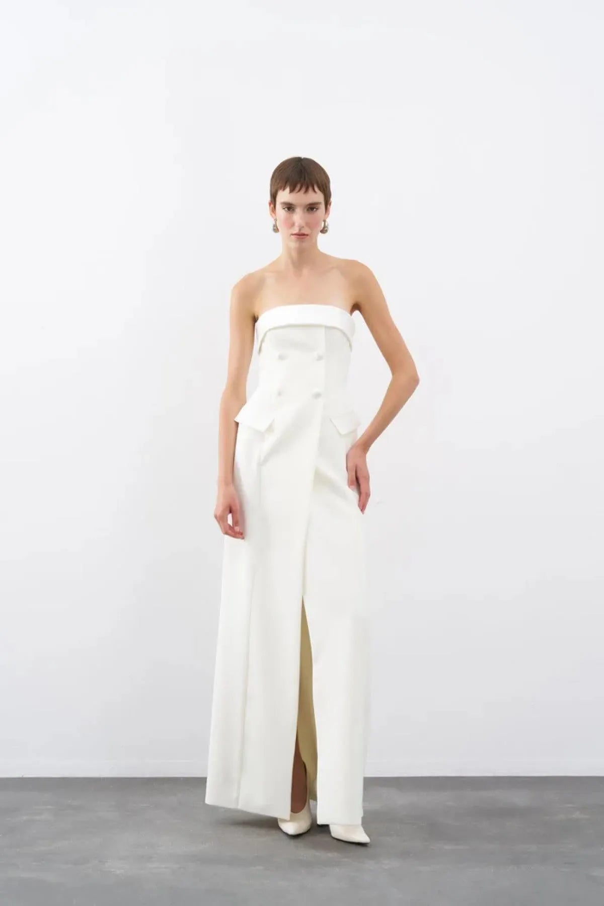 Strapless Pocket Covered Long Evening Dress