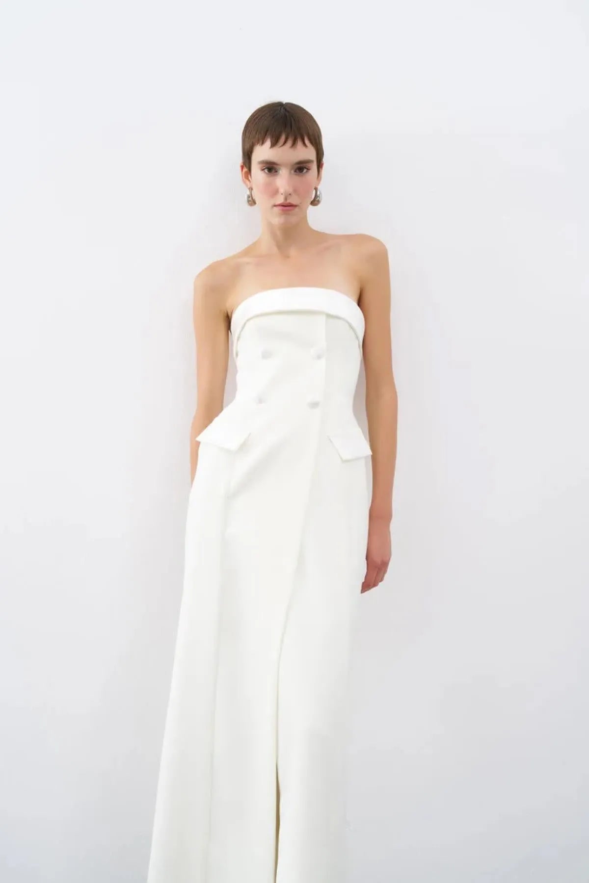 Strapless Pocket Covered Long Evening Dress