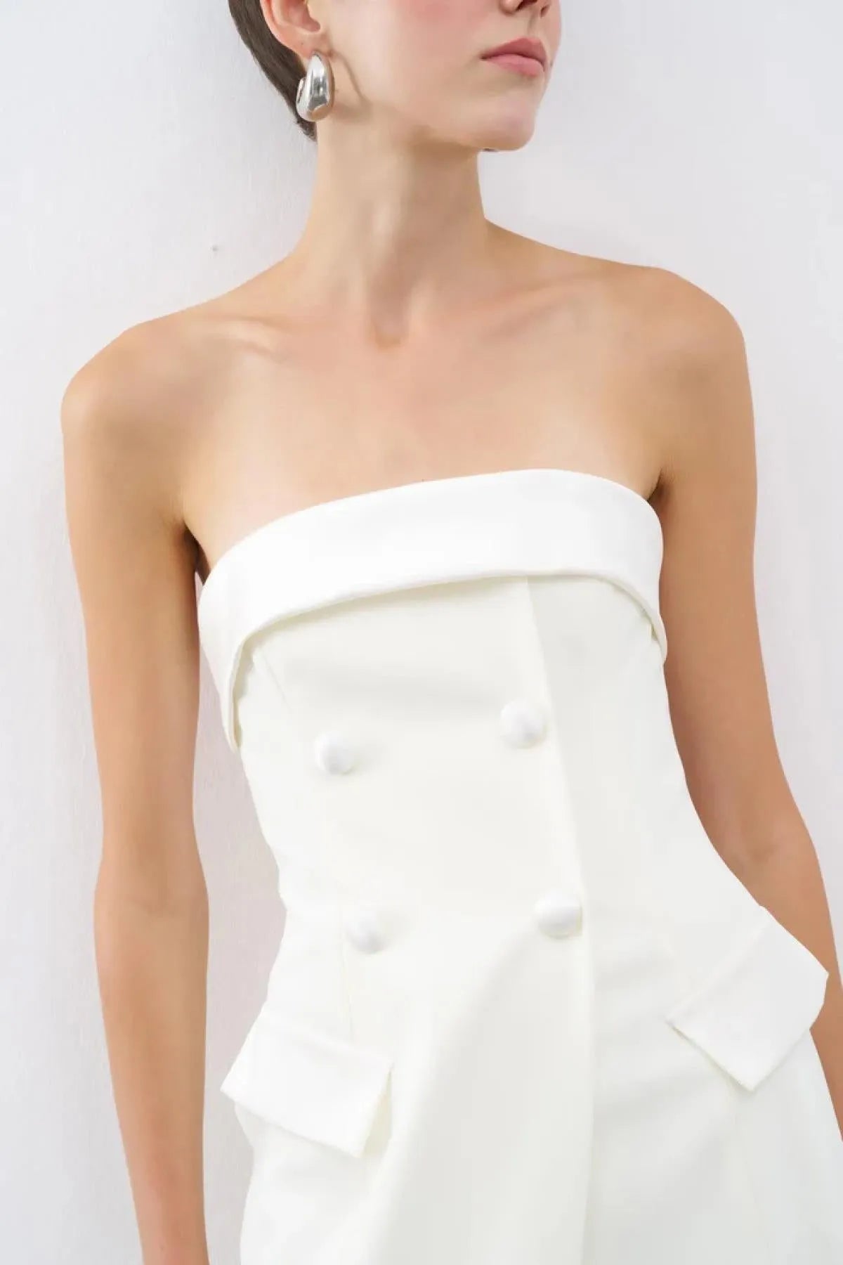 Strapless Pocket Covered Long Evening Dress