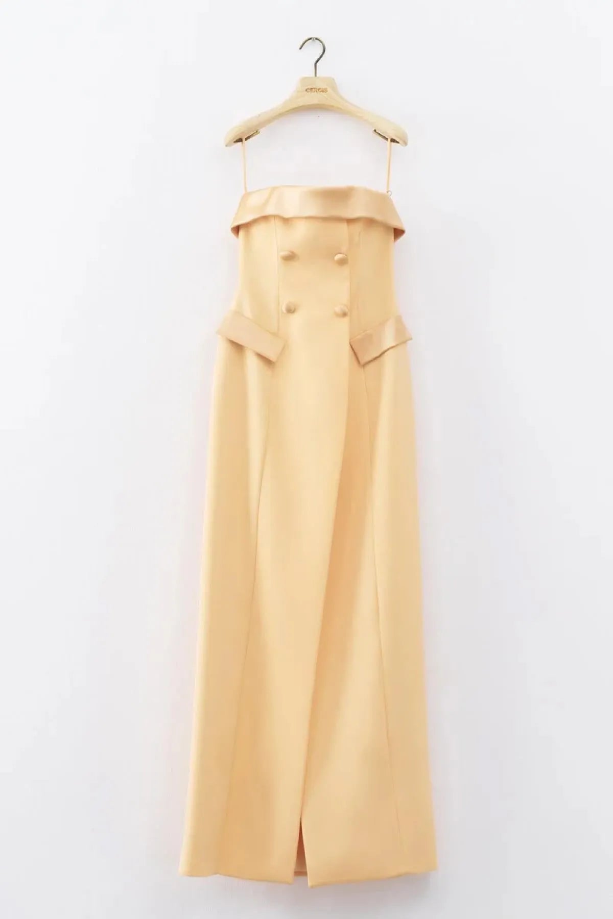 Strapless Pocket Covered Long Evening Dress