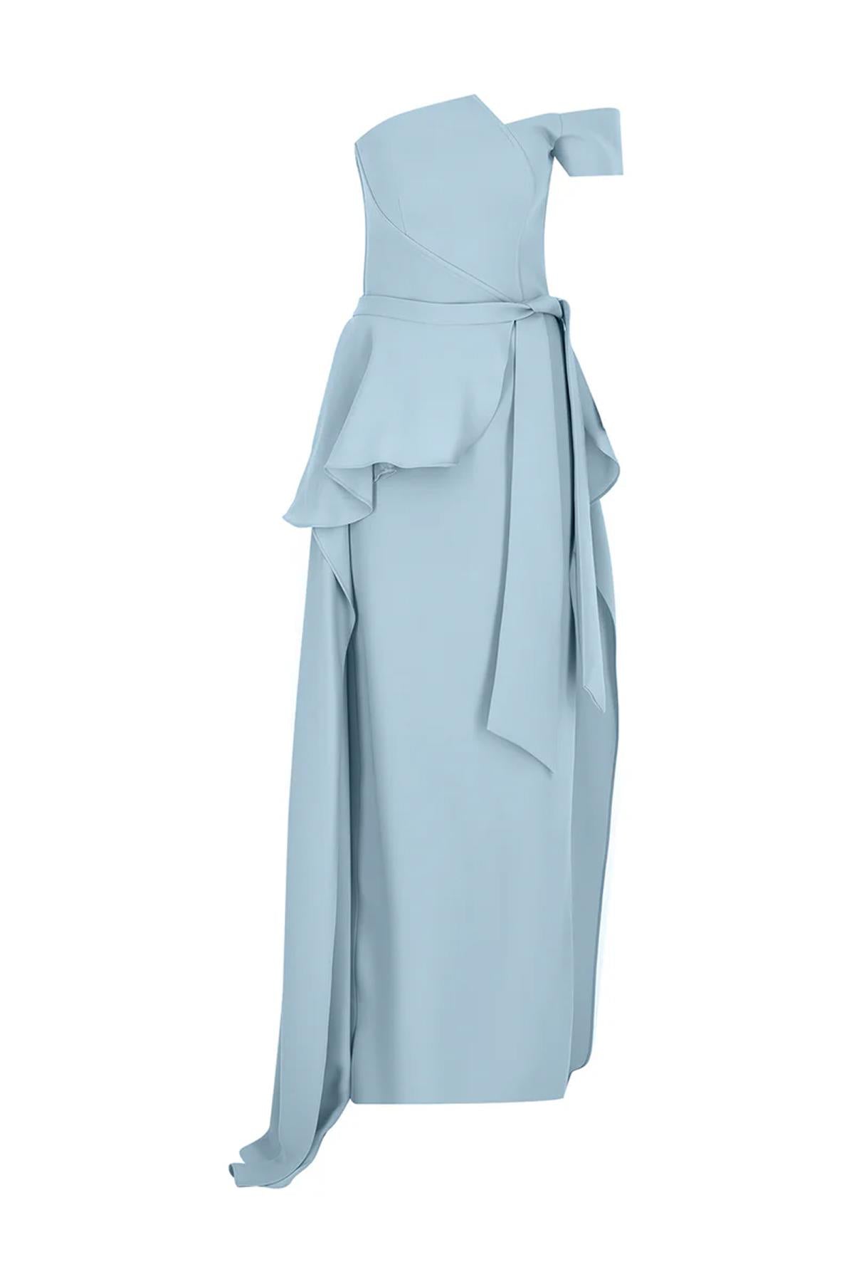 Tek Omuz Yırtmaçlı Uzun Abiye Elbise