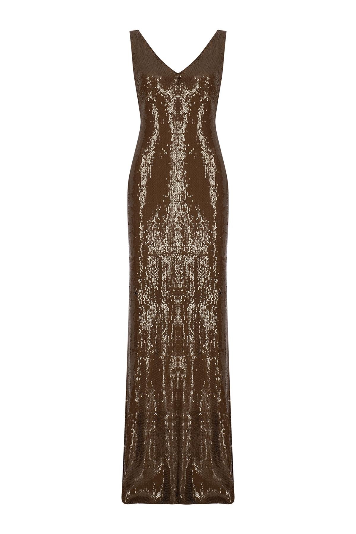 V-Neck Straps Full Sequin Long Evening Dress V-Neck Straps Full Sequin Long Evening Dress