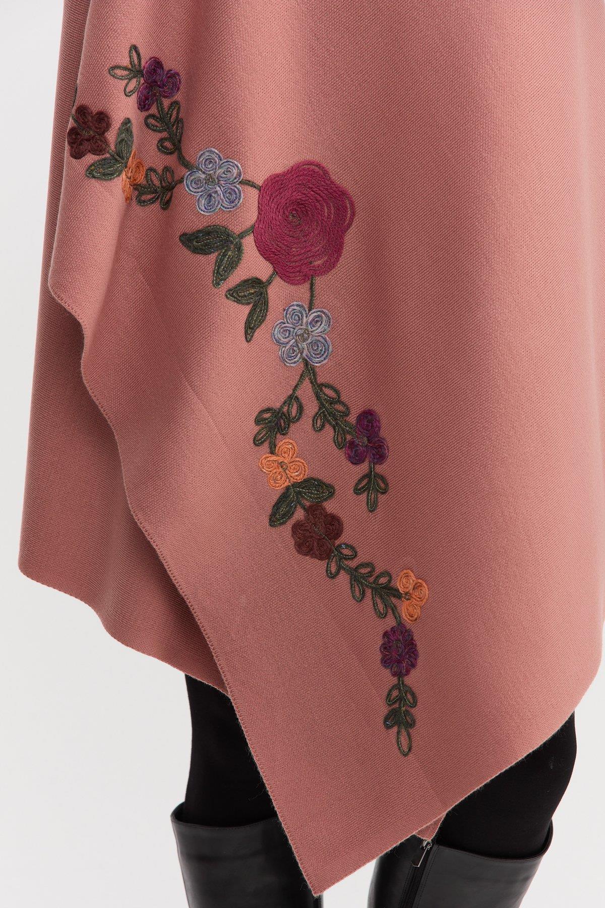 Çiçek Nakışlı Büyük Kadın Şal - Eser Giyim