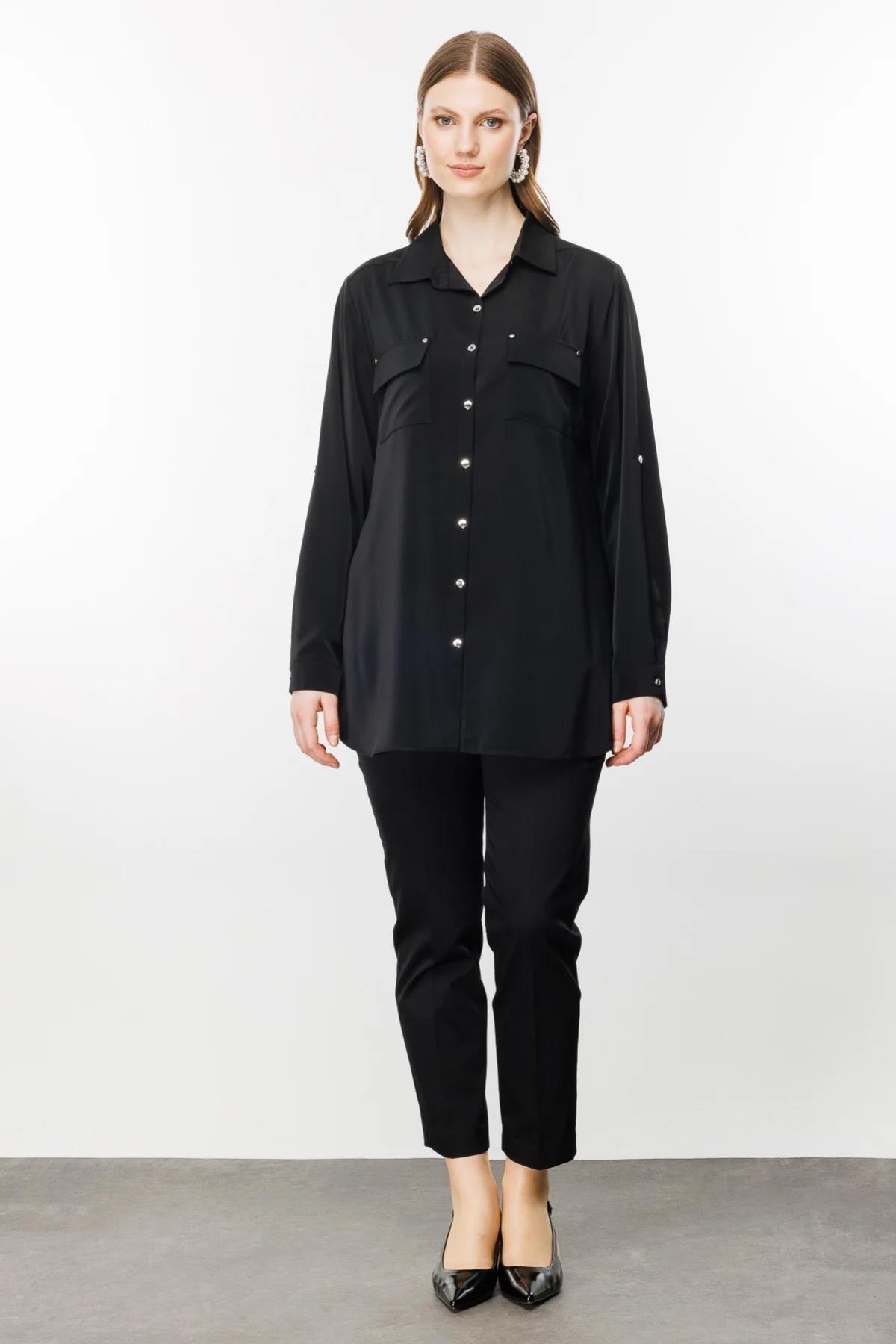 Çift Cepli Büyük Beden Gömlek - Eser Giyim