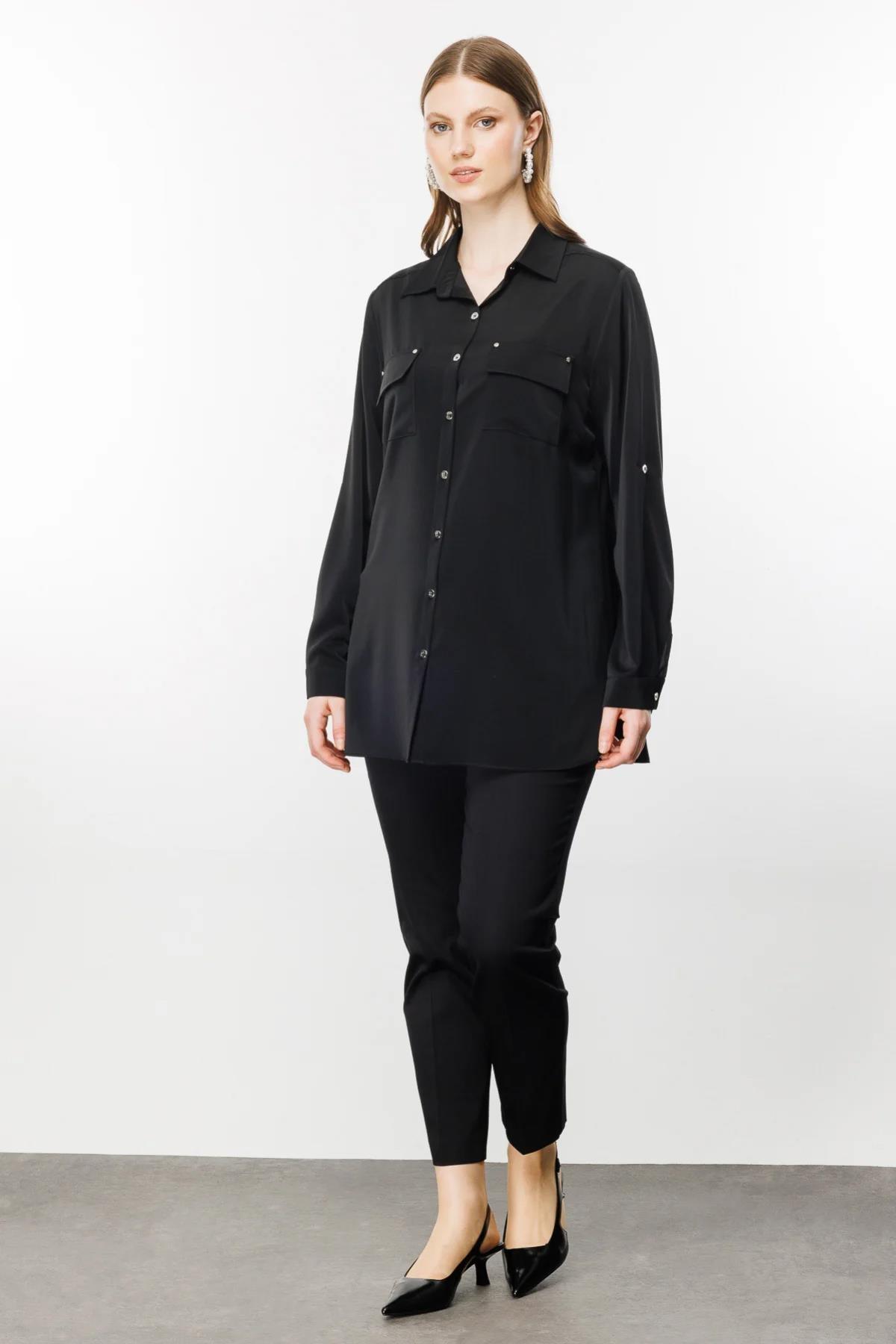 Çift Cepli Büyük Beden Gömlek - Eser Giyim