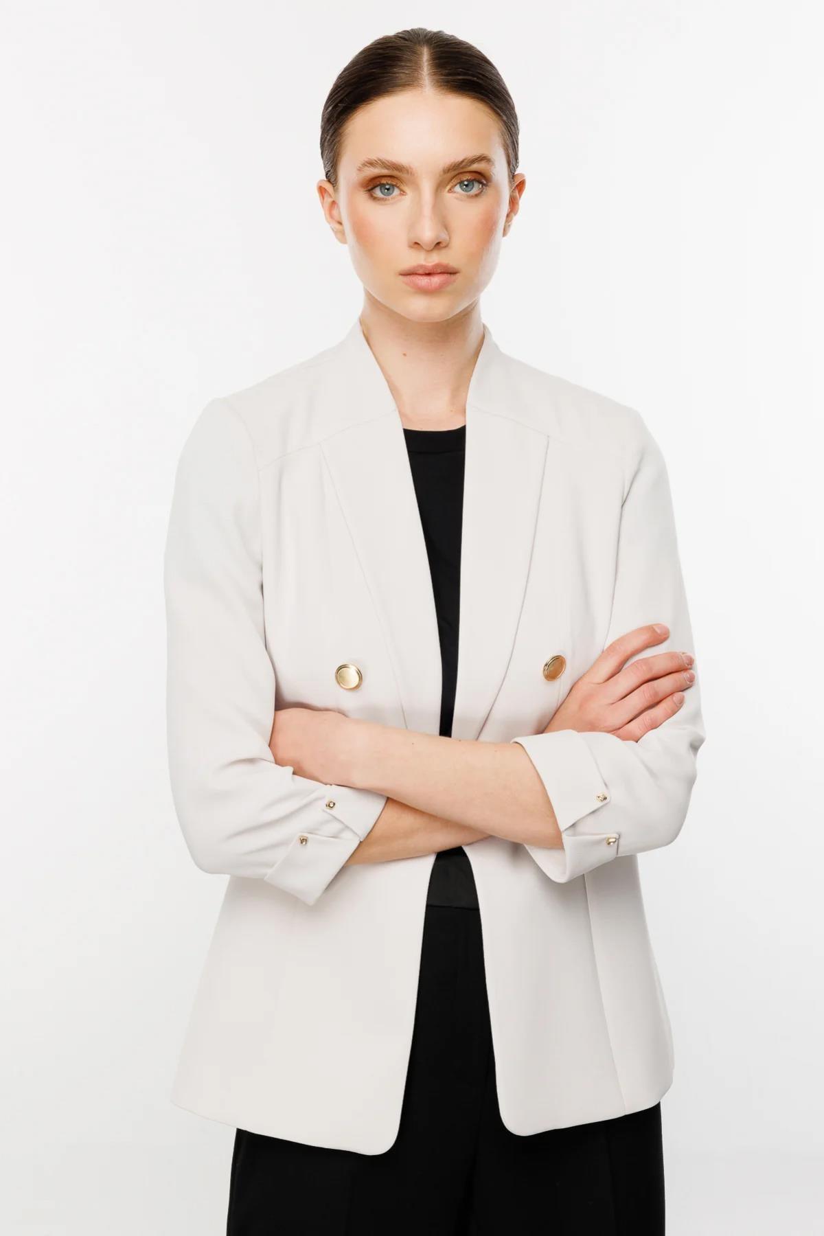 Çizgi Cep Duble Kol Ceket - Eser Giyim