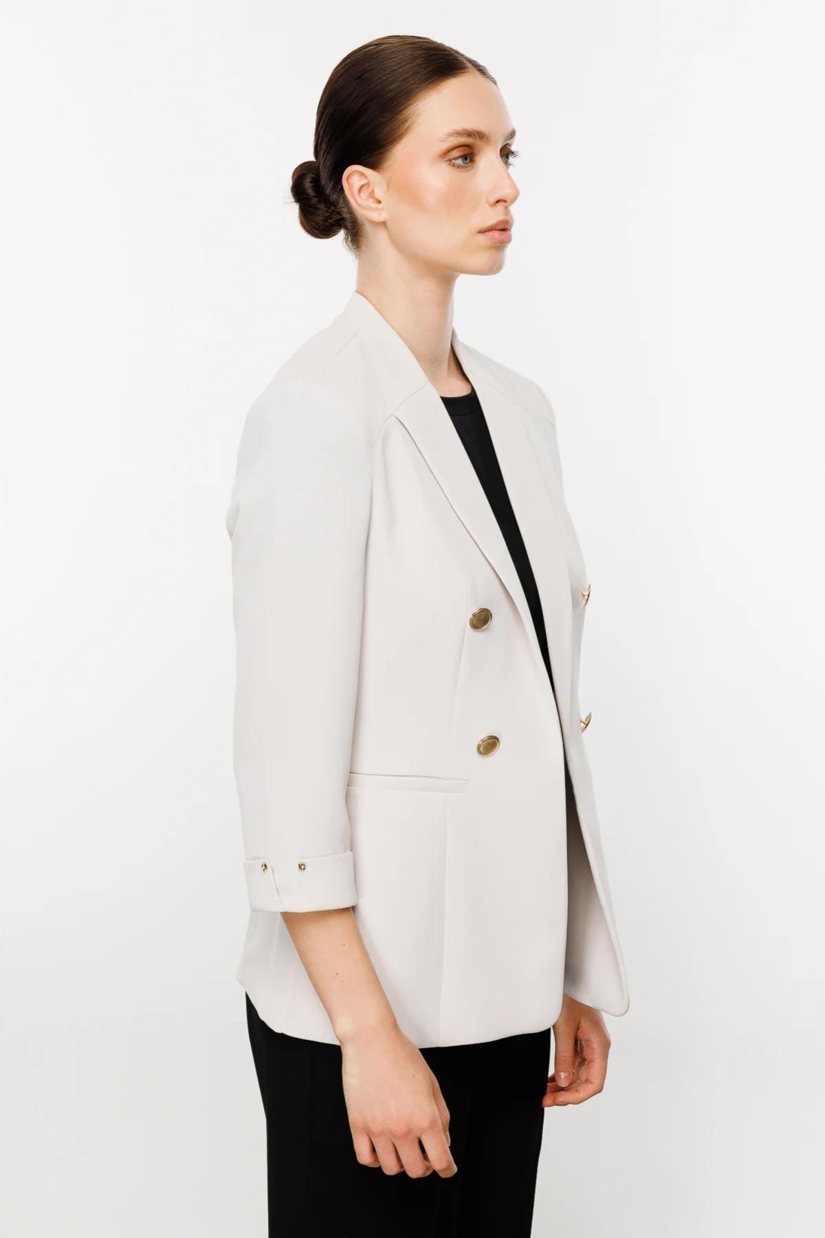 Çizgi Cep Duble Kol Ceket - Eser Giyim