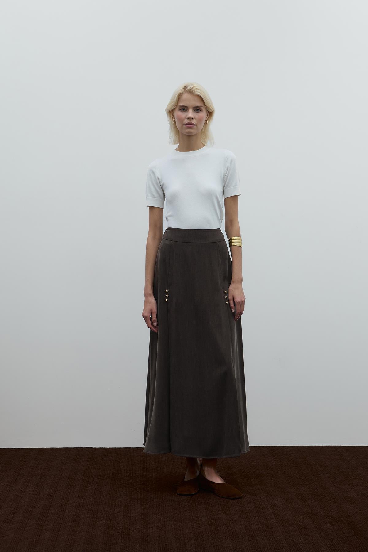 Yüksel Waist Cupro Maxi Skirt