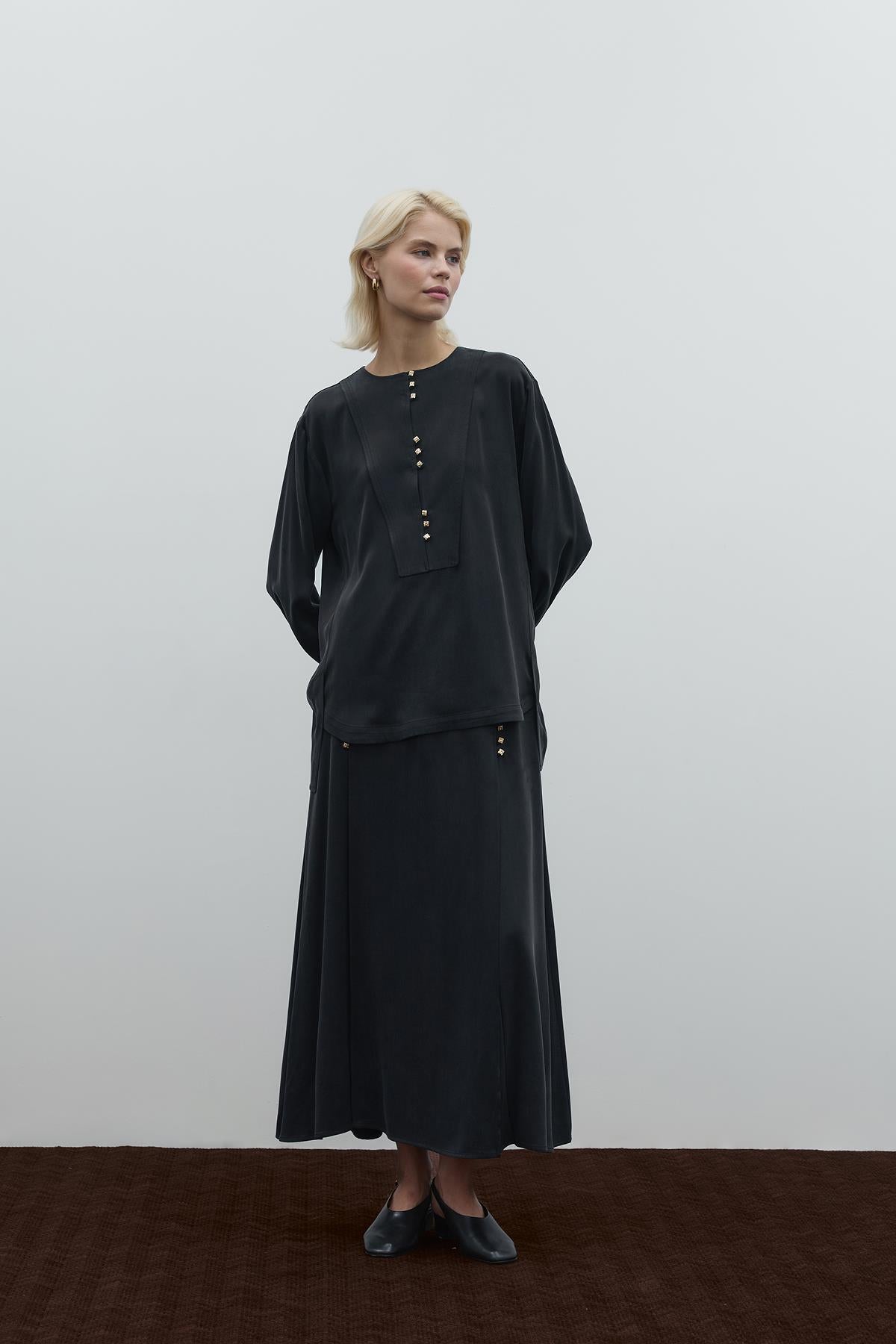 Yüksel Waist Cupro Maxi Skirt