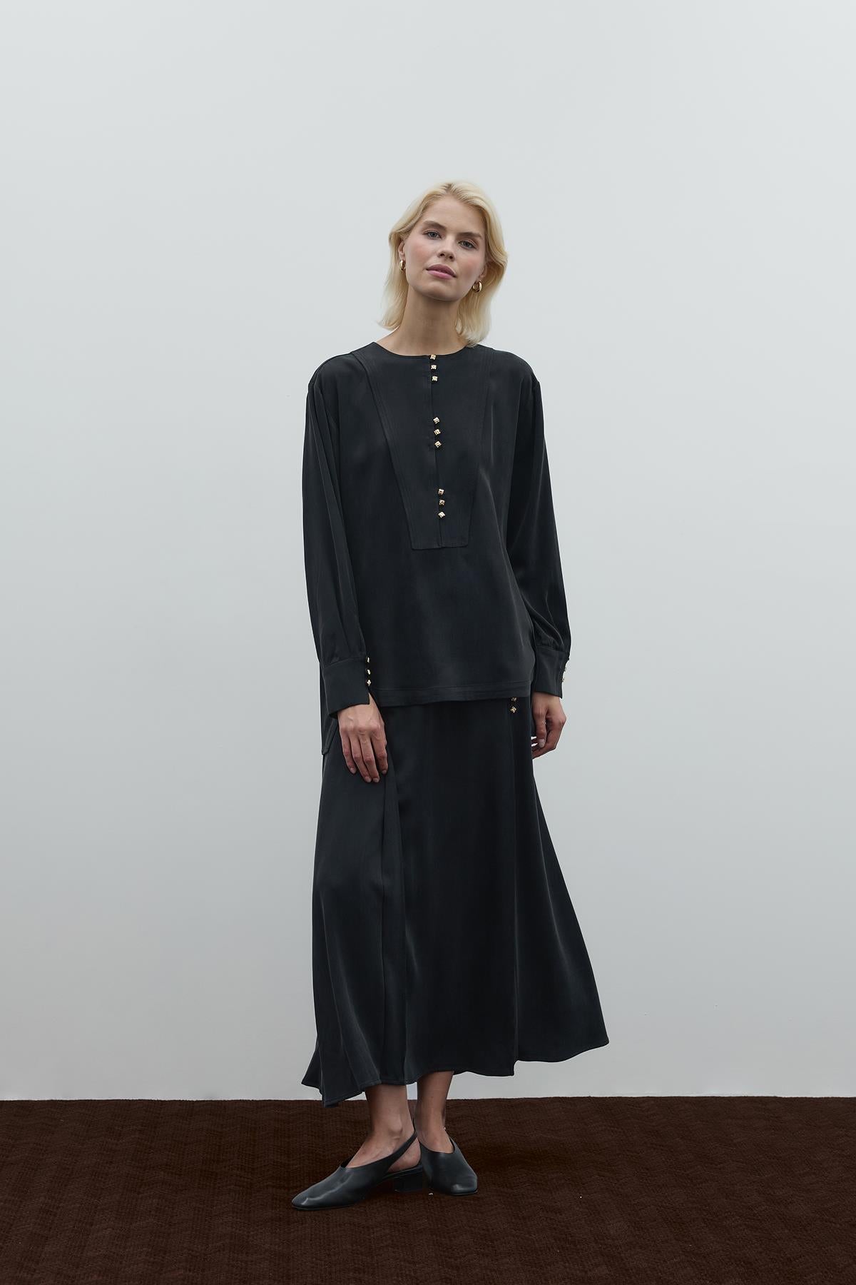 Yüksel Waist Cupro Maxi Skirt